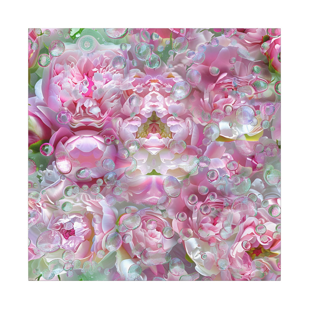 Canvas Wall Art — Pink Peony Bubbles Matte Stretched Canvas