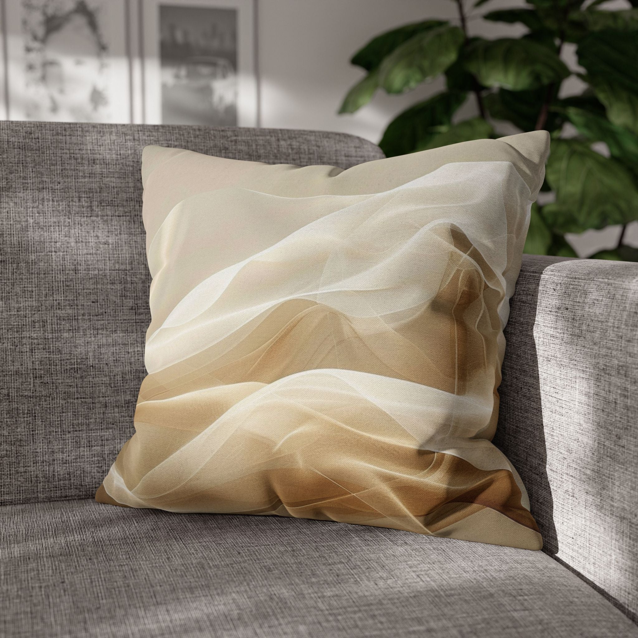Abstract Beige Smoke Decorative Pillowcase — Neutral Modern Accent Cushion Cover