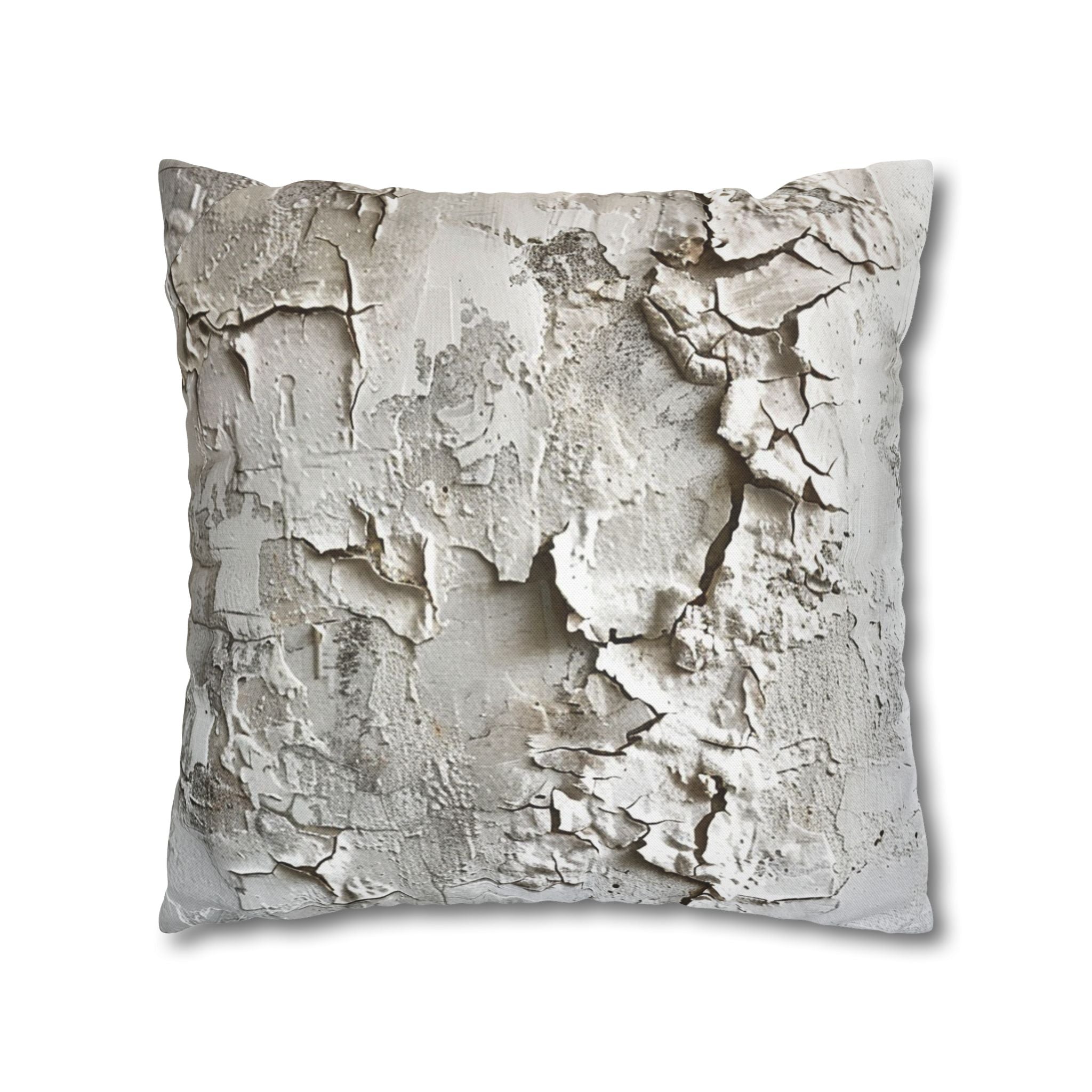 Cracked Plaster Decorative Pillowcase — Rustic Textured Square Cushion Cover