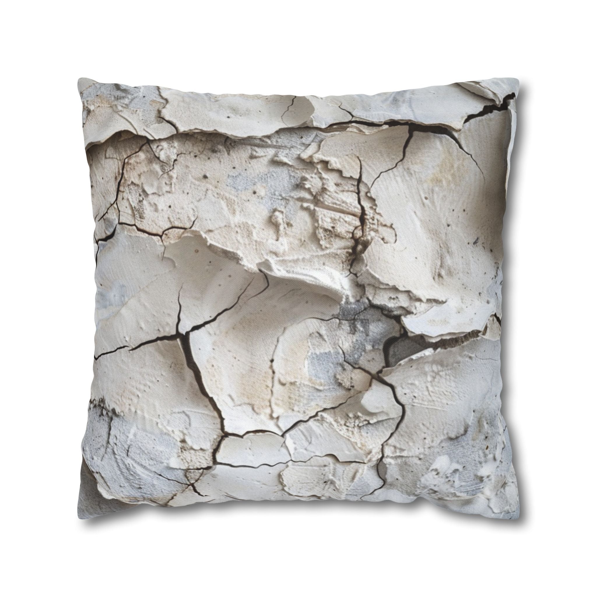 Clay Crack Texture Throw Pillow Cover — Neutral Rustic Decorative Pillowcase