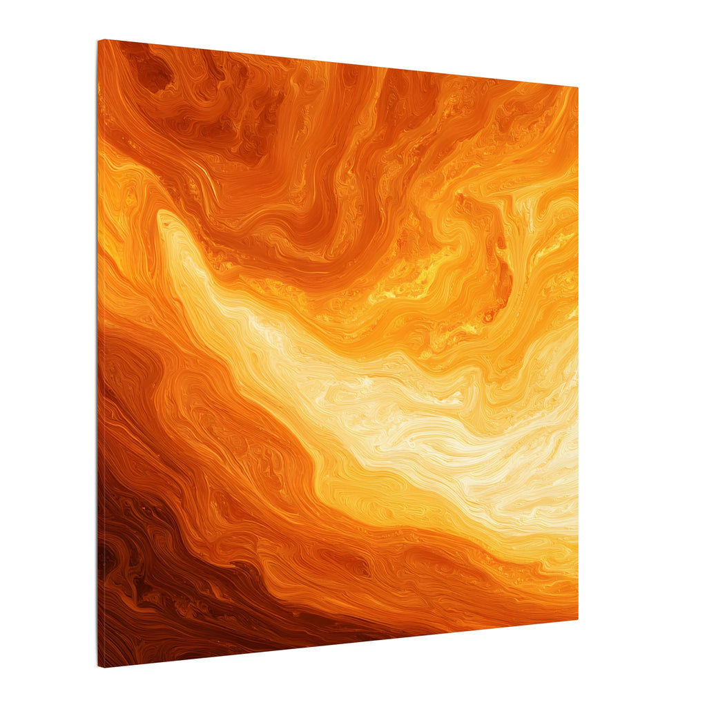 Abstract Orange Swirl Matte Canvas Art — Fiery Fluid Wall Decor