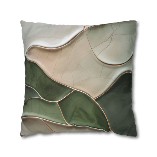 Abstract Earth-Tone Square Pillow — Olive & Sand Modern Decorative Pillowcase
