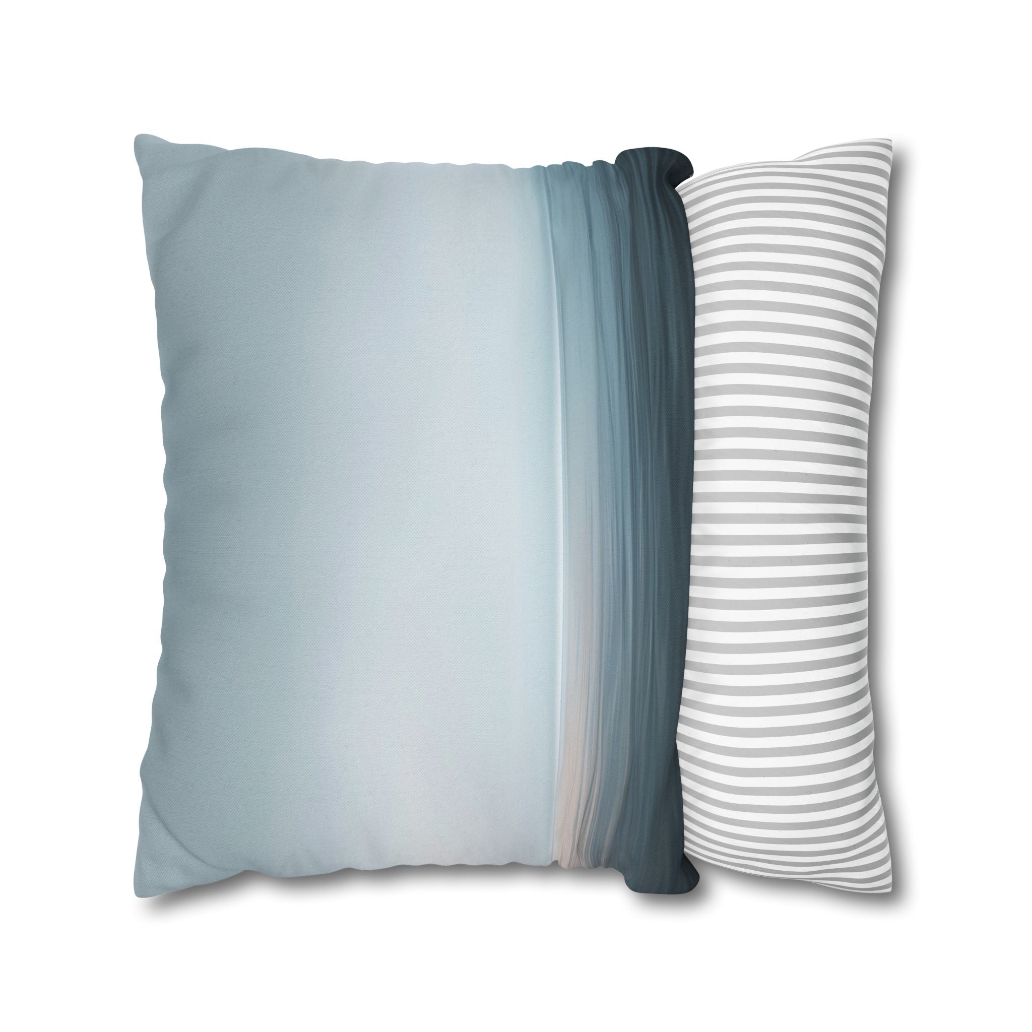 Coastal Mist Square Pillowcase — Soft Blue Ocean Gradient Throw Pillow Cover