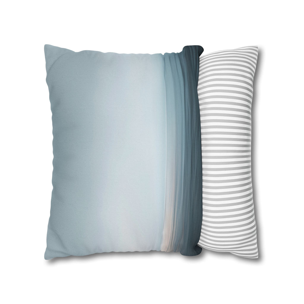 Coastal Mist Square Pillowcase — Soft Blue Ocean Gradient Throw Pillow Cover