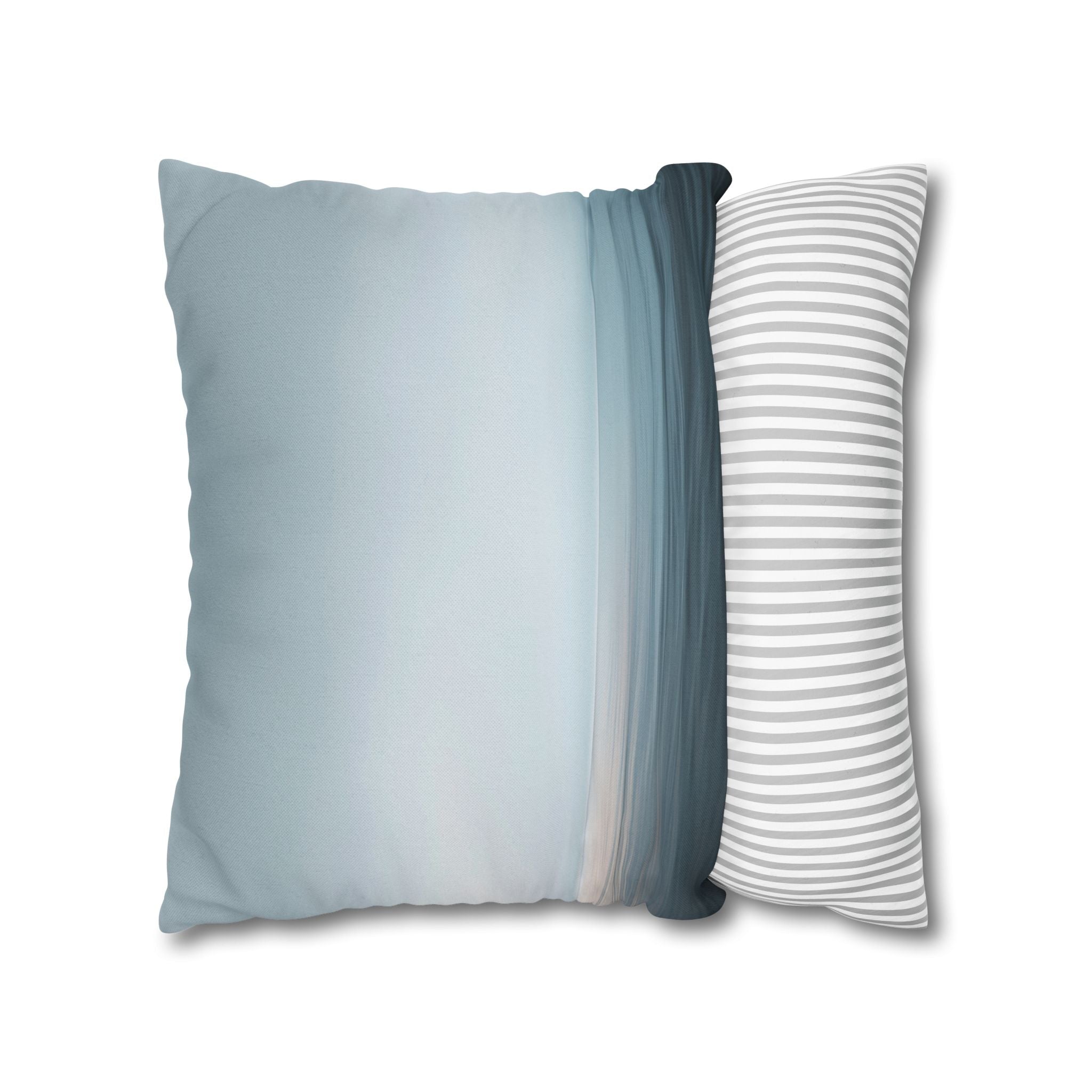 Coastal Mist Square Pillowcase — Soft Blue Ocean Gradient Throw Pillow Cover