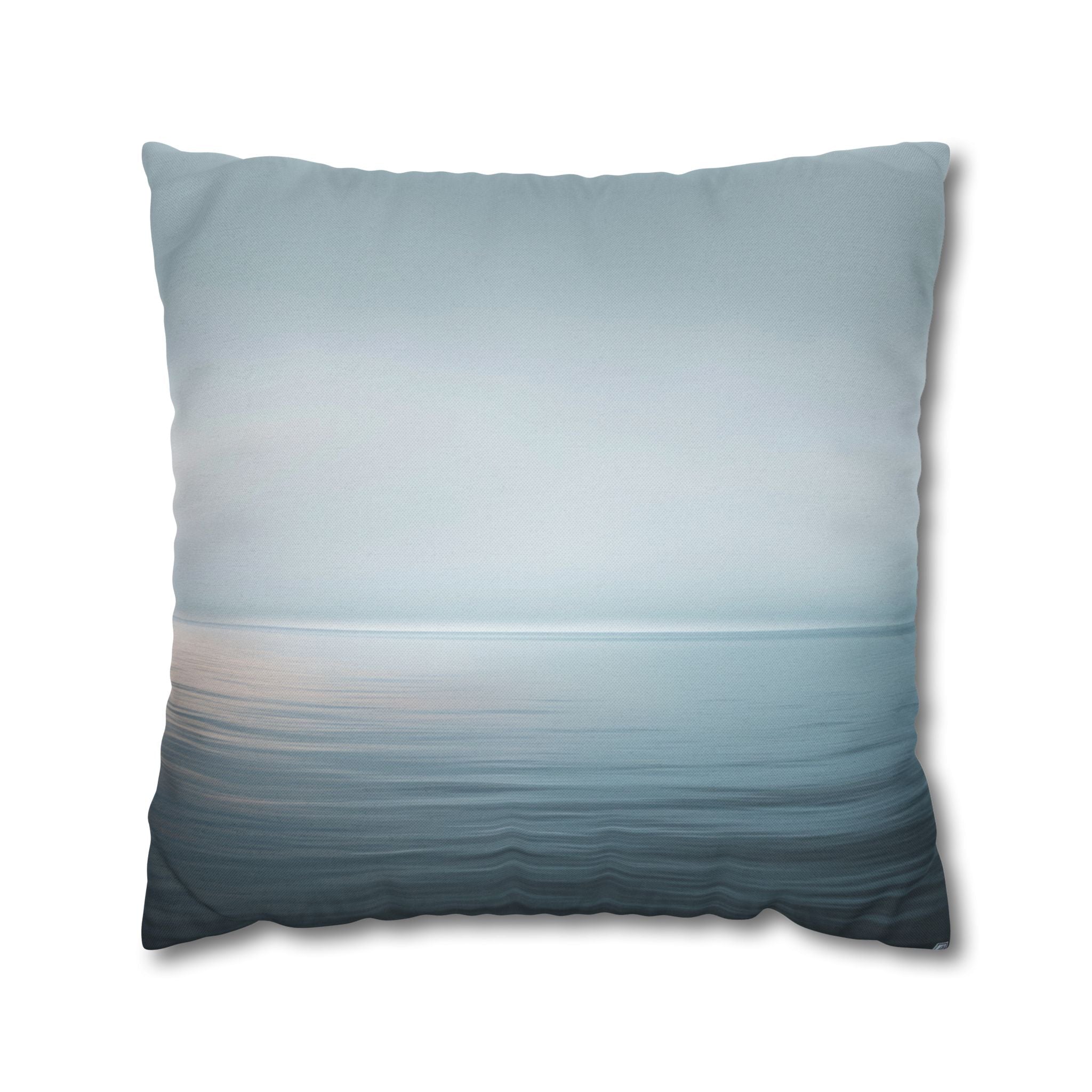 Coastal Mist Square Pillowcase — Soft Blue Ocean Gradient Throw Pillow Cover