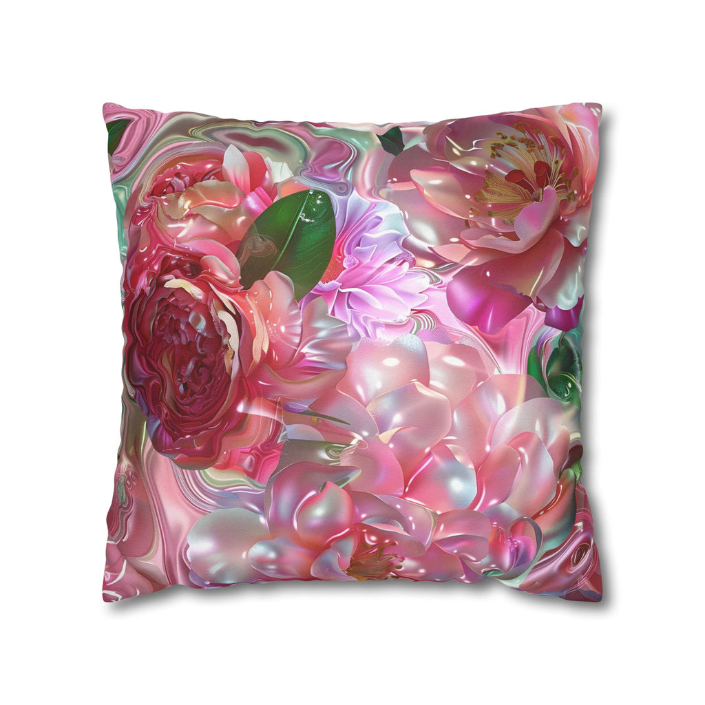 Floral Pink Camellia Decorative Pillowcase
