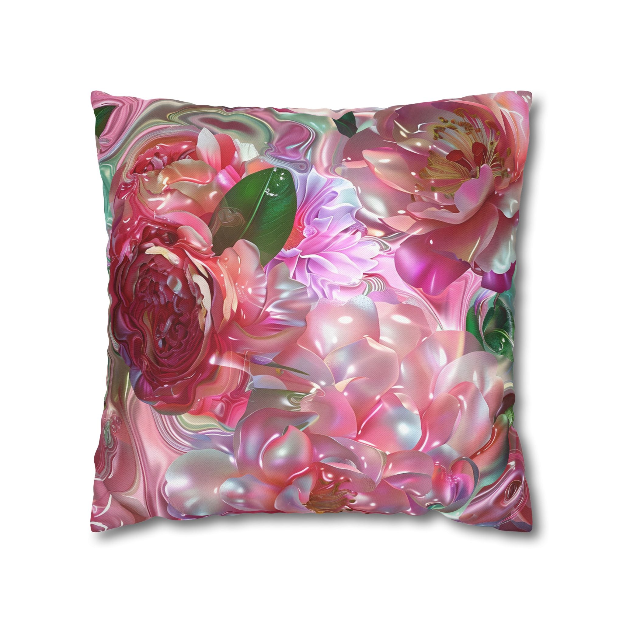 Floral Pink Camellia Decorative Pillowcase