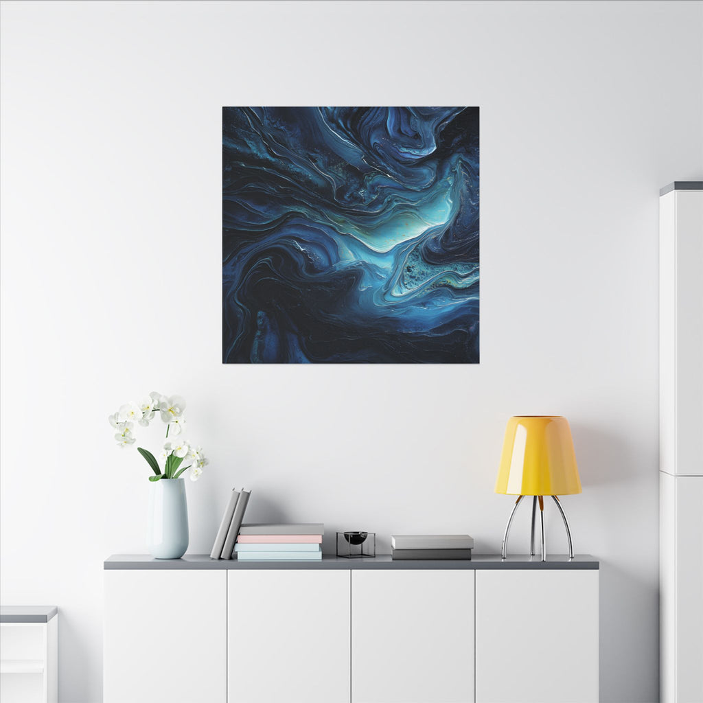Blue Ocean Abstract Matte Canvas (Stretched)