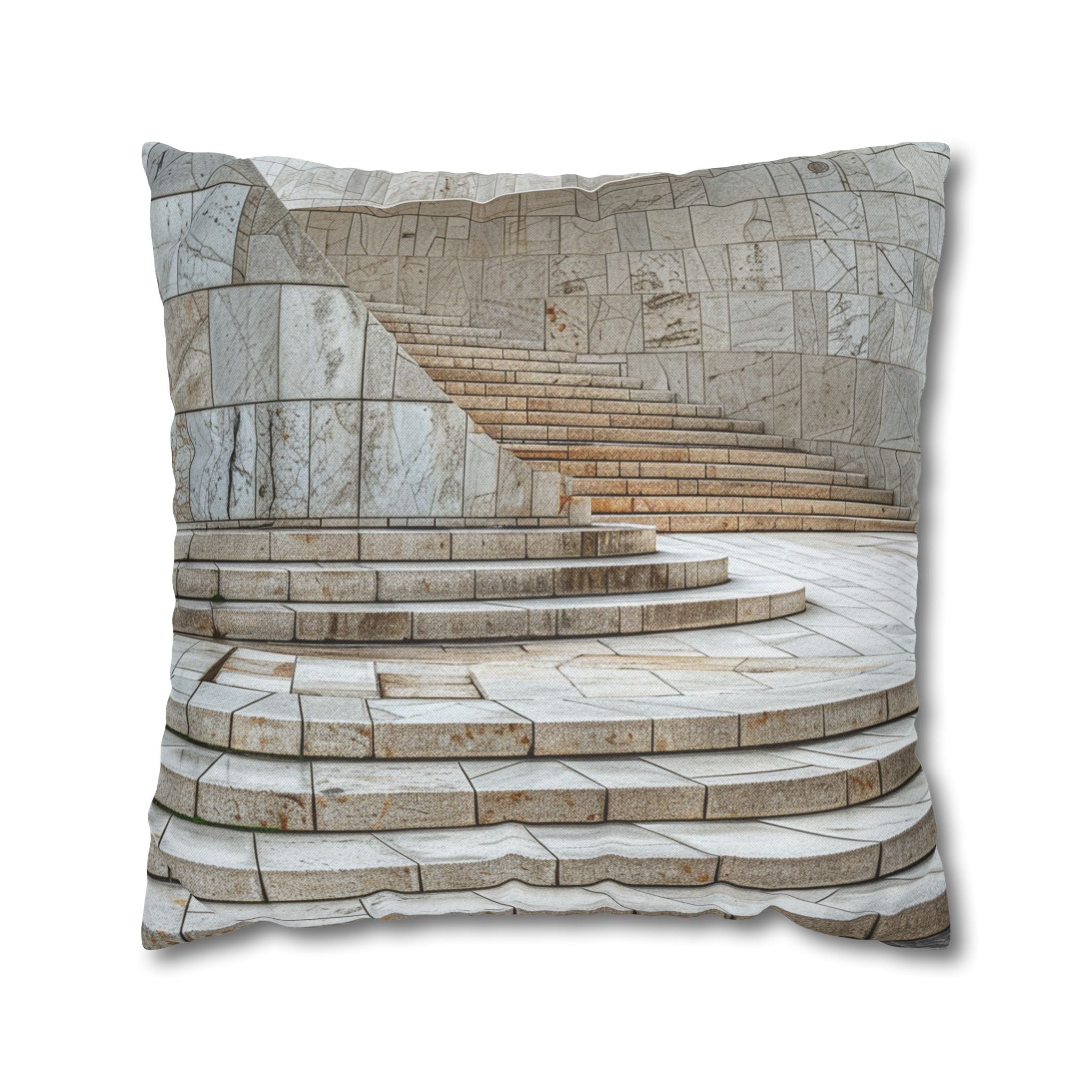 Marble Staircase Decorative Pillowcase — Architectural Photo Throw Pillow Cover