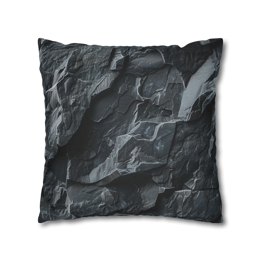 Dark Crumpled Paper Texture Pillowcase — Moody Black Decorative Throw Pillow Cover