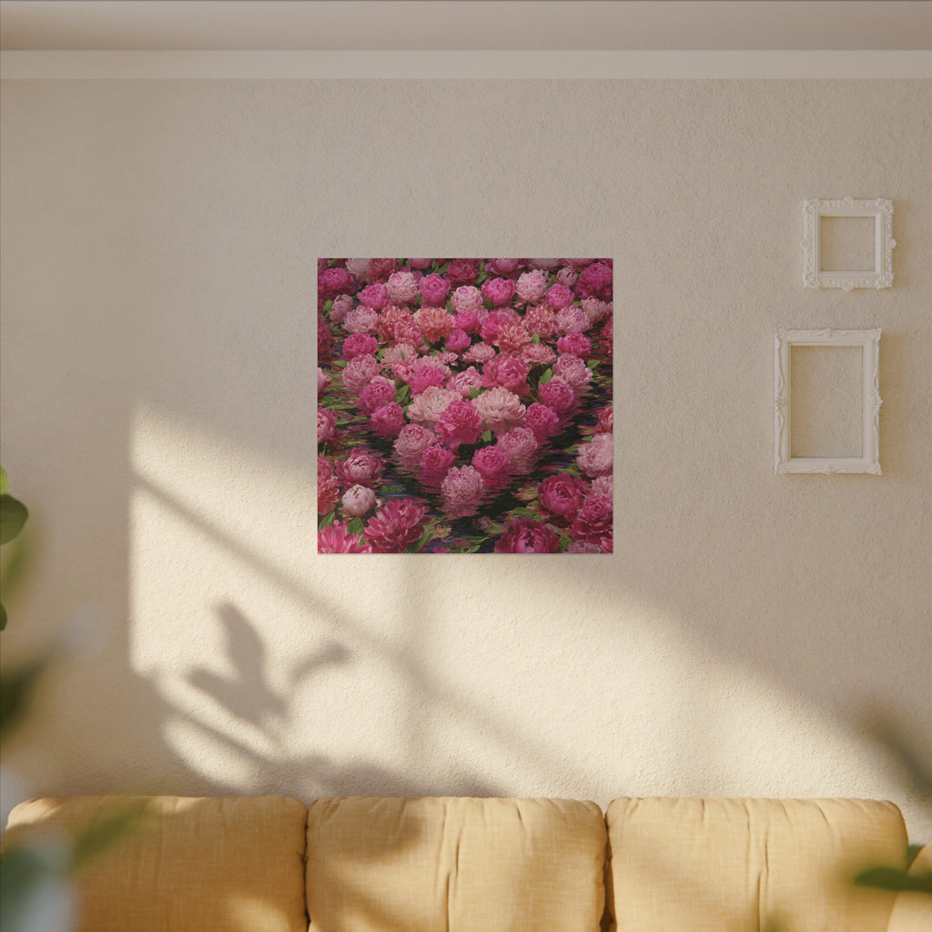 Pink Peony Heart Matte Canvas Wall Art