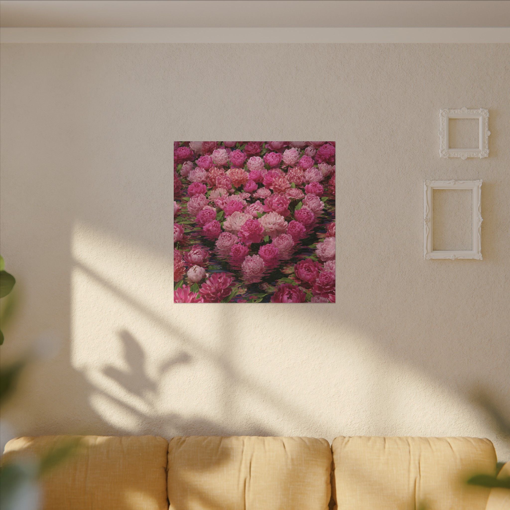 Pink Peony Heart Matte Canvas Wall Art