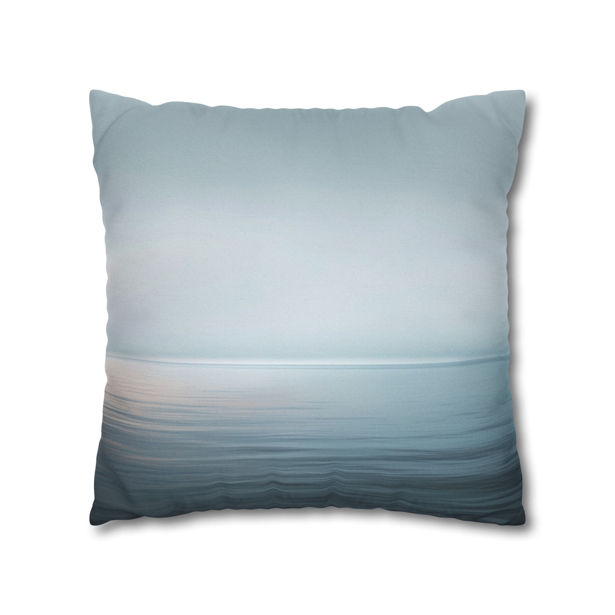 Coastal Mist Square Pillowcase — Soft Blue Ocean Gradient Throw Pillow Cover