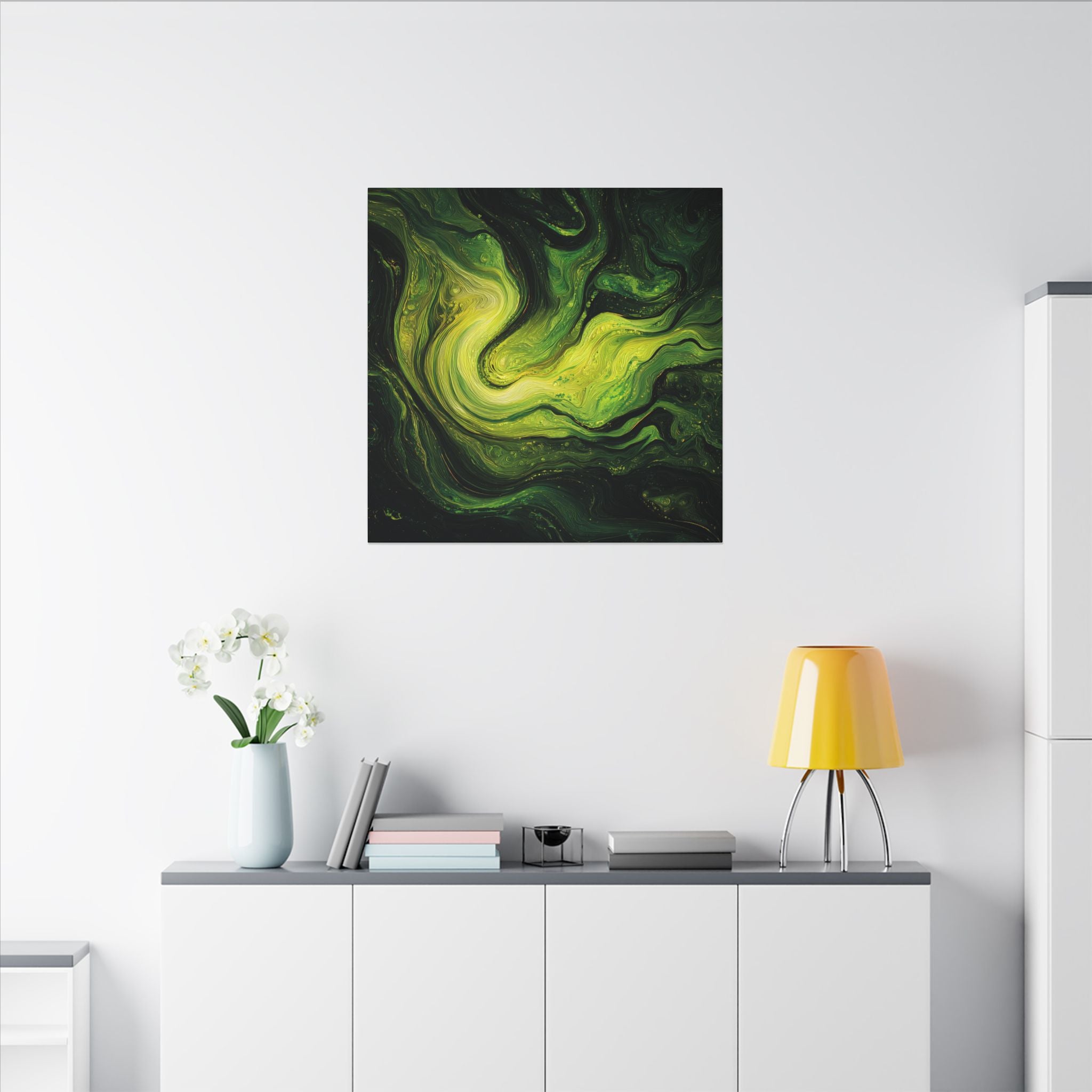 Abstract Green Swirl Canvas Art - Matte Stretched Wall Decor