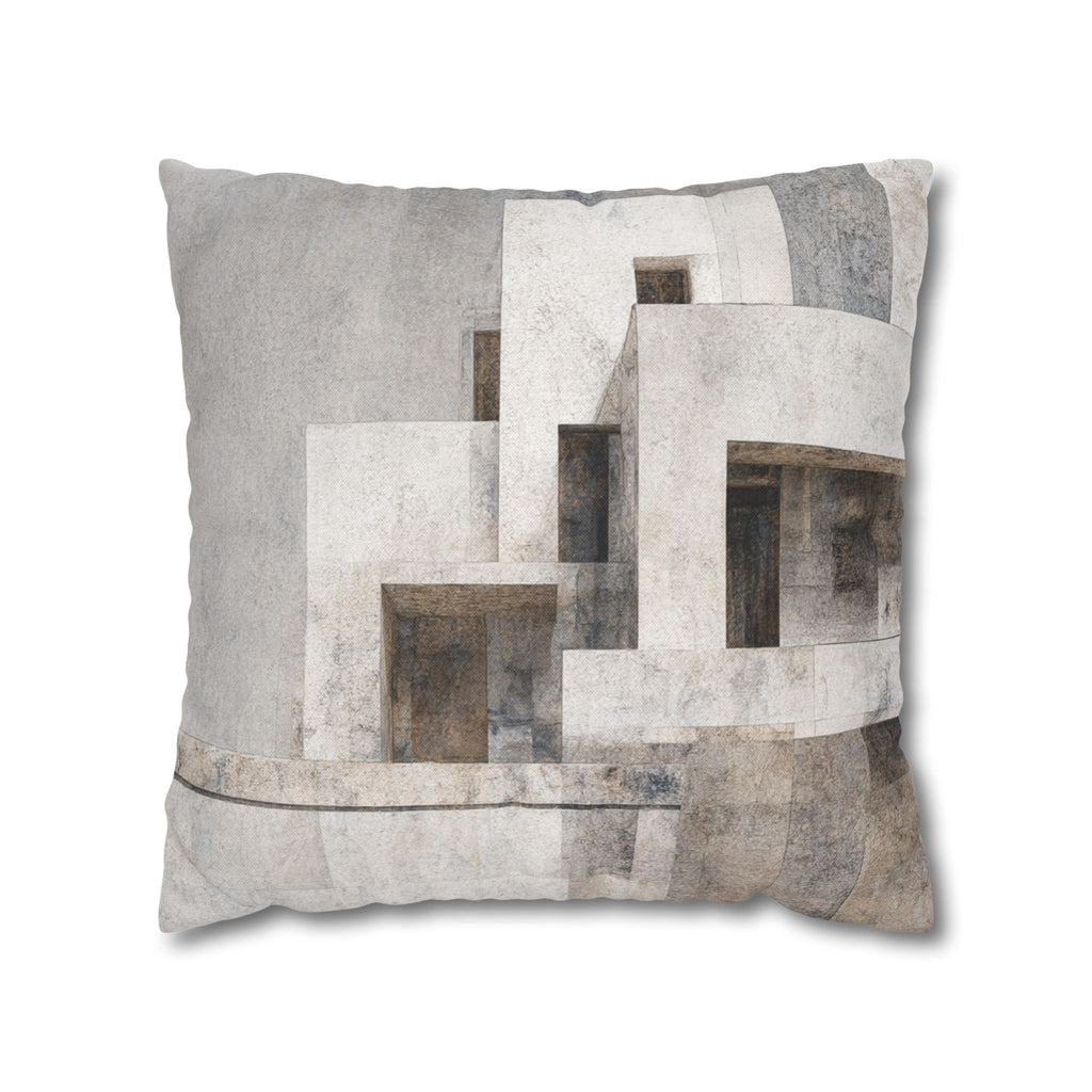 Abstract Modern Architecture Pillowcase — Neutral Geometric Square Throw Pillow Cover