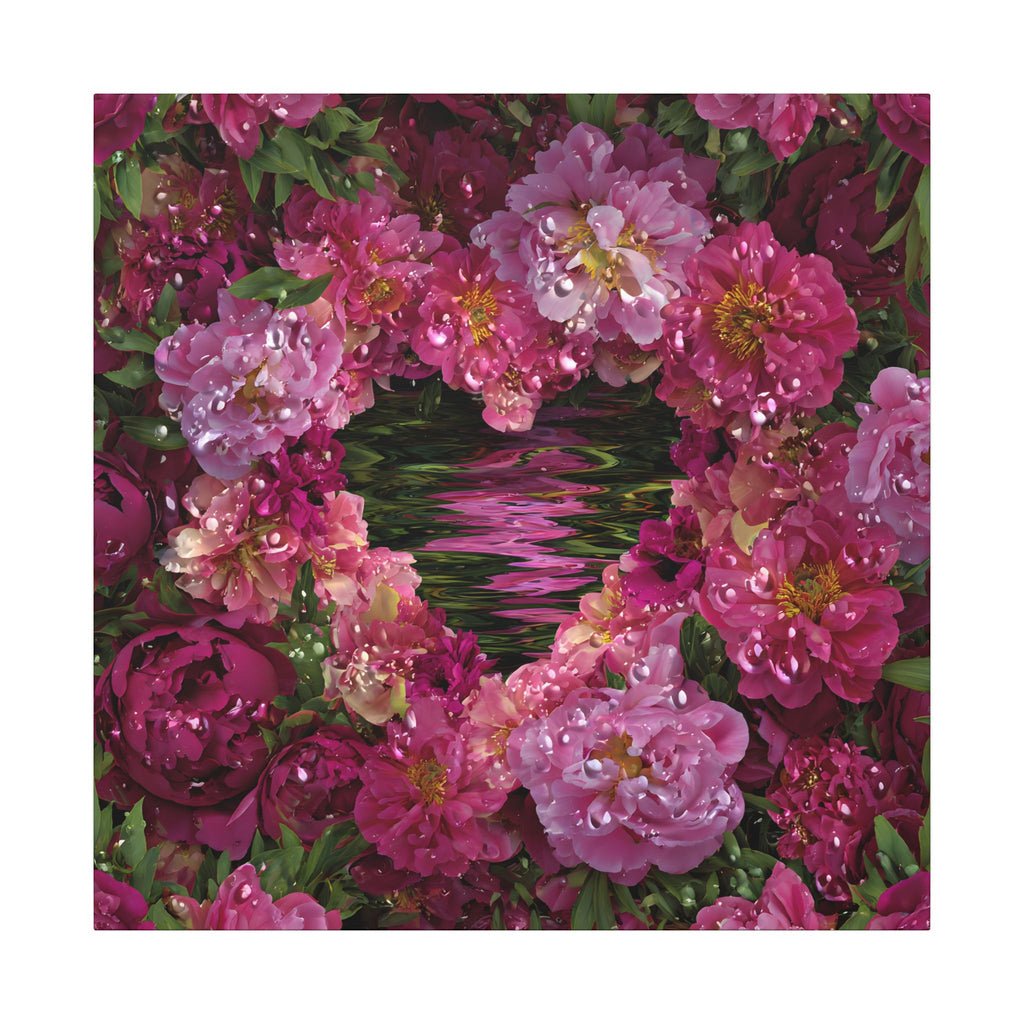 Pink Peony Floral Canvas Wall Art — Romantic Garden Stretched Matte Print