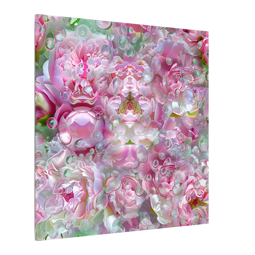 Canvas Wall Art — Pink Peony Bubbles Matte Stretched Canvas