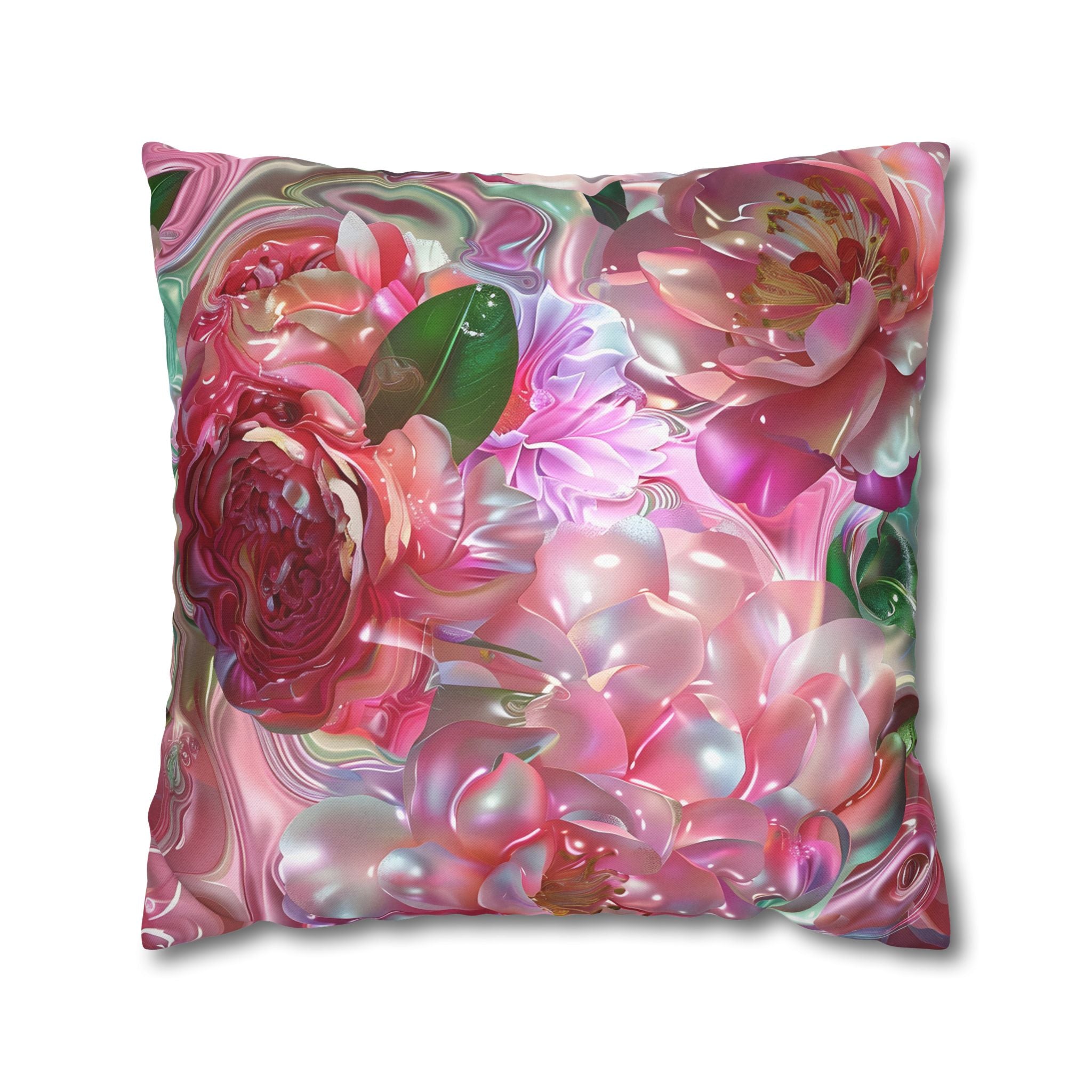Floral Pink Camellia Decorative Pillowcase