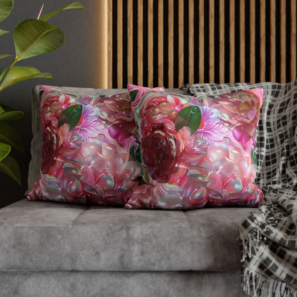 Floral Pink Camellia Decorative Pillowcase