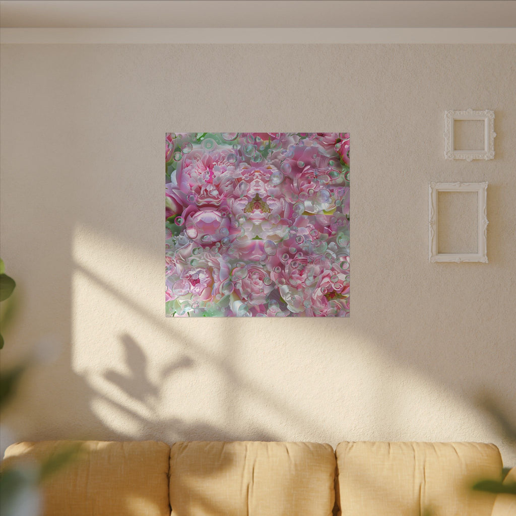 Canvas Wall Art — Pink Peony Bubbles Matte Stretched Canvas