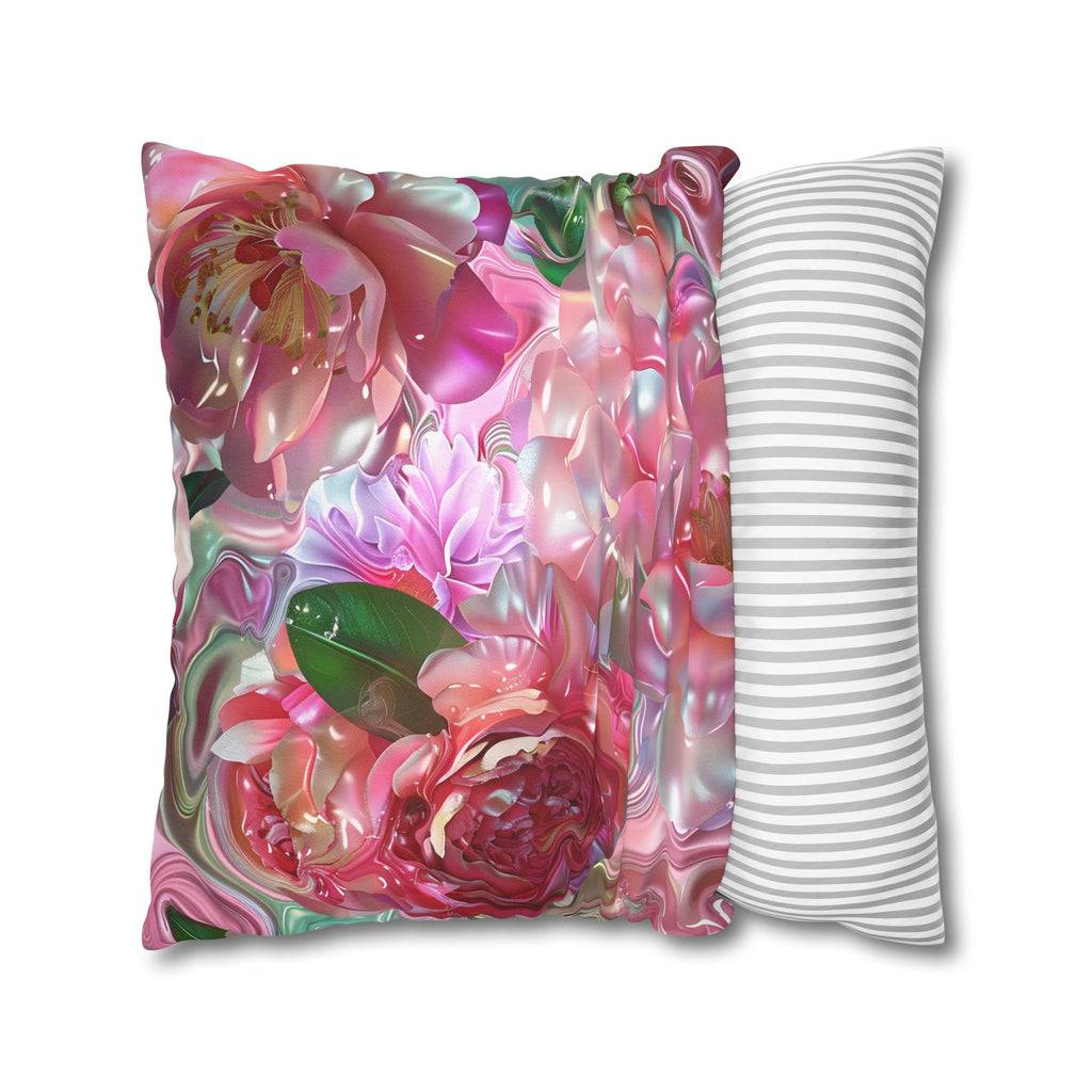 Floral Pink Camellia Decorative Pillowcase