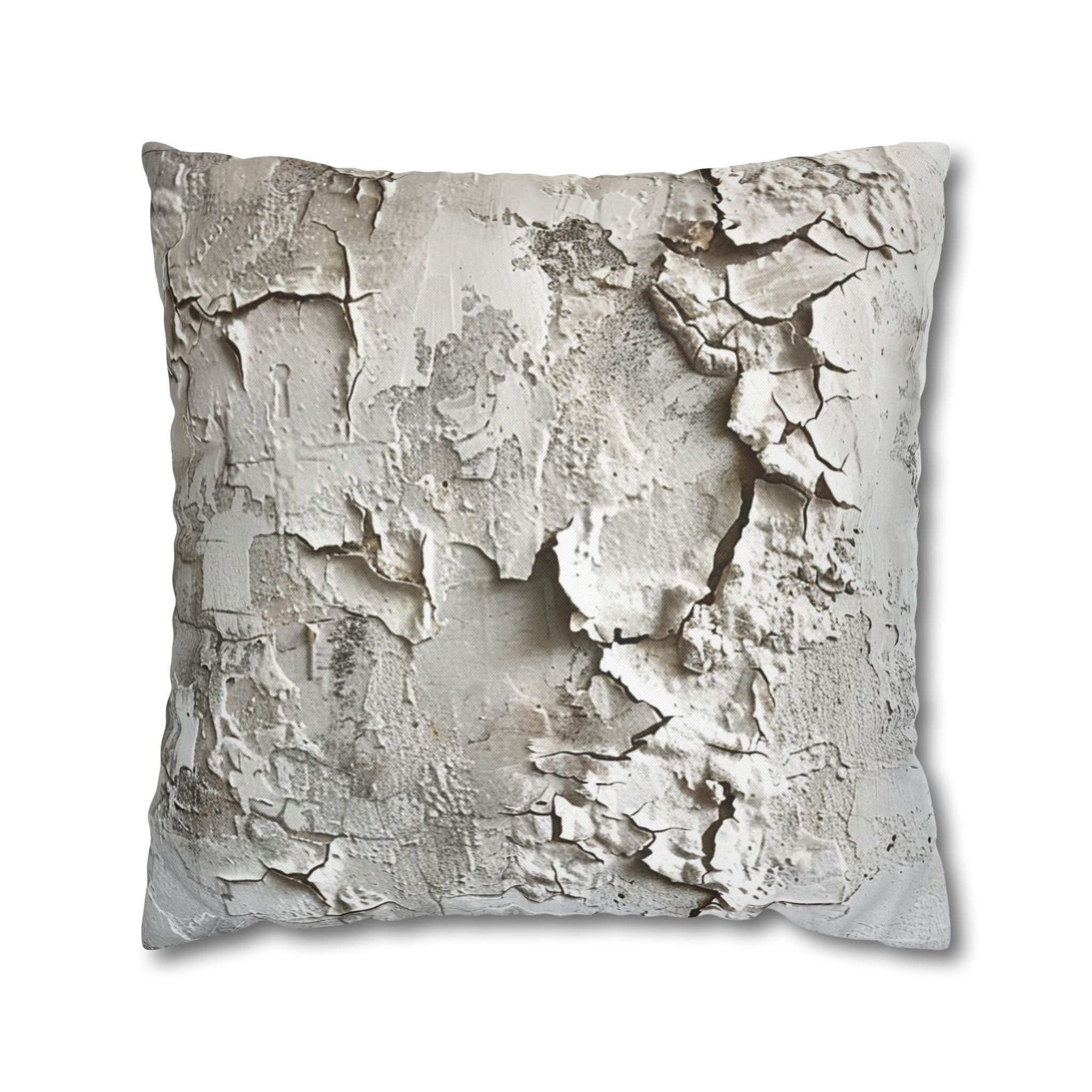 Cracked Plaster Decorative Pillowcase — Rustic Textured Square Cushion Cover