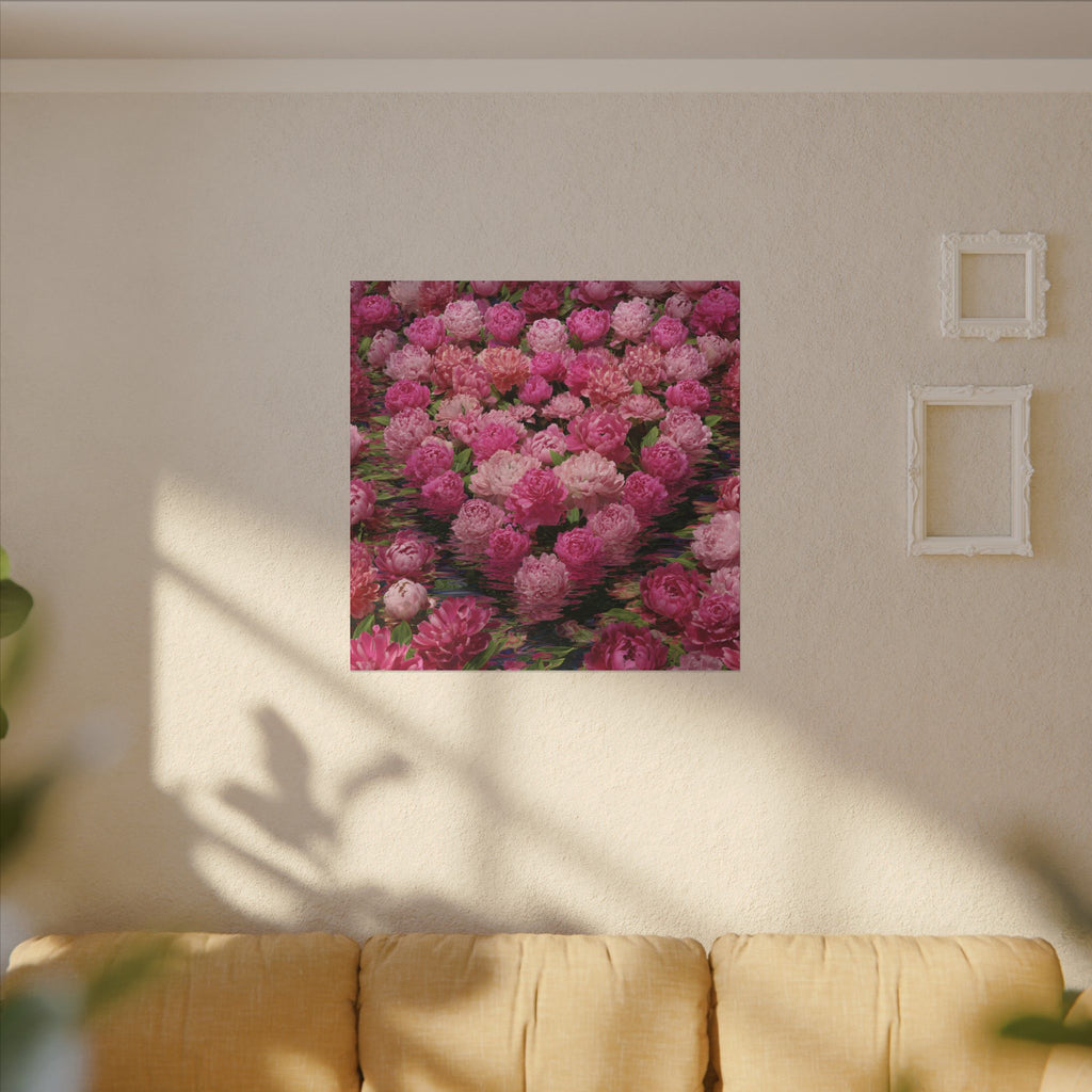 Pink Peony Heart Matte Canvas Wall Art