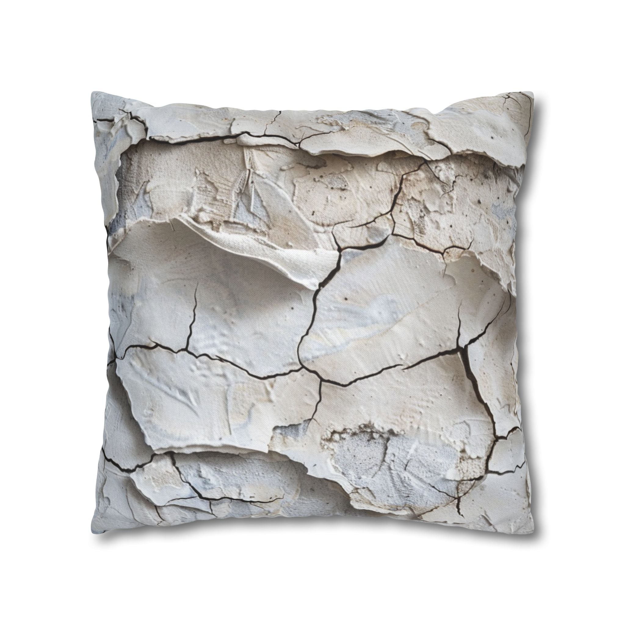Clay Crack Texture Throw Pillow Cover — Neutral Rustic Decorative Pillowcase