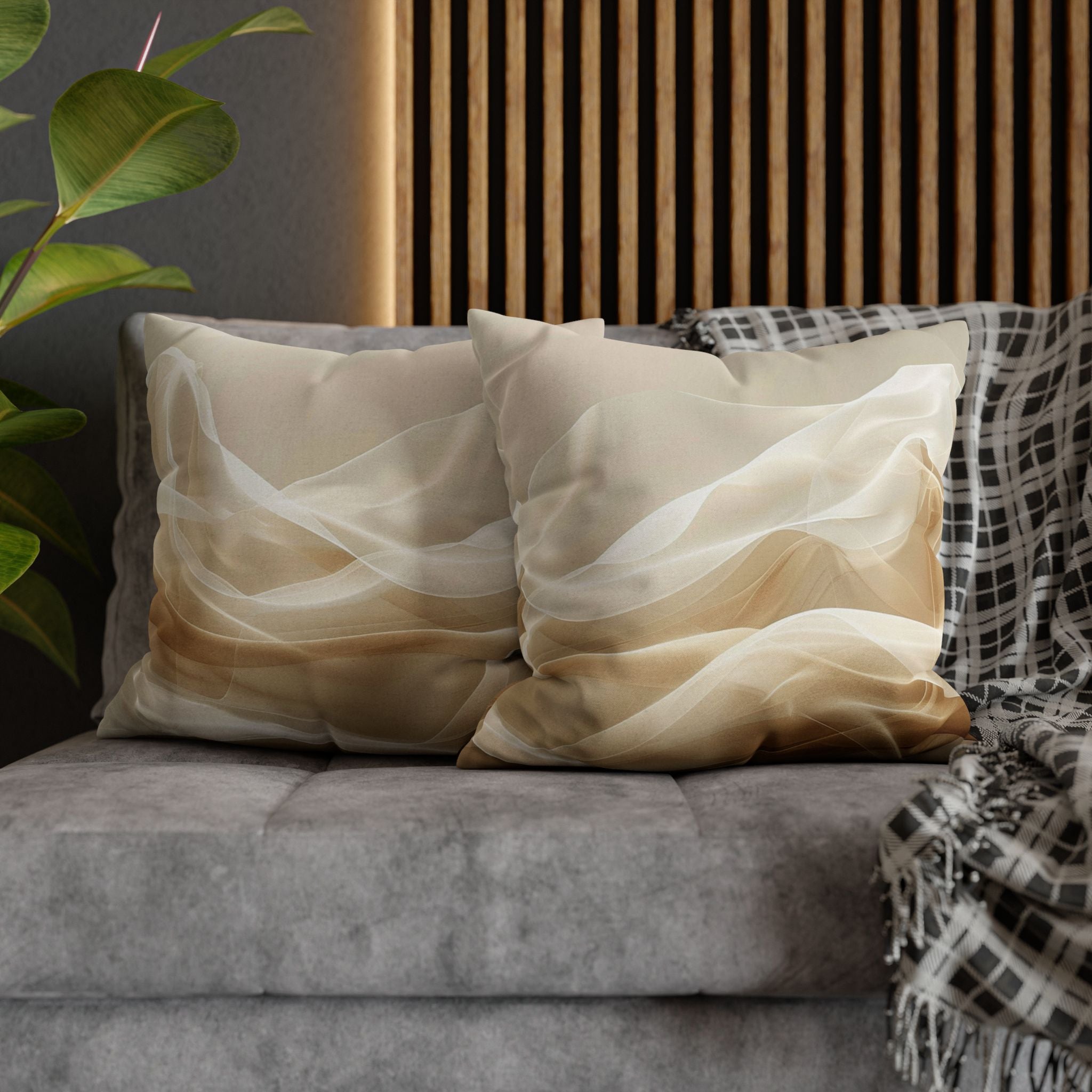 Abstract Beige Smoke Decorative Pillowcase — Neutral Modern Accent Cushion Cover
