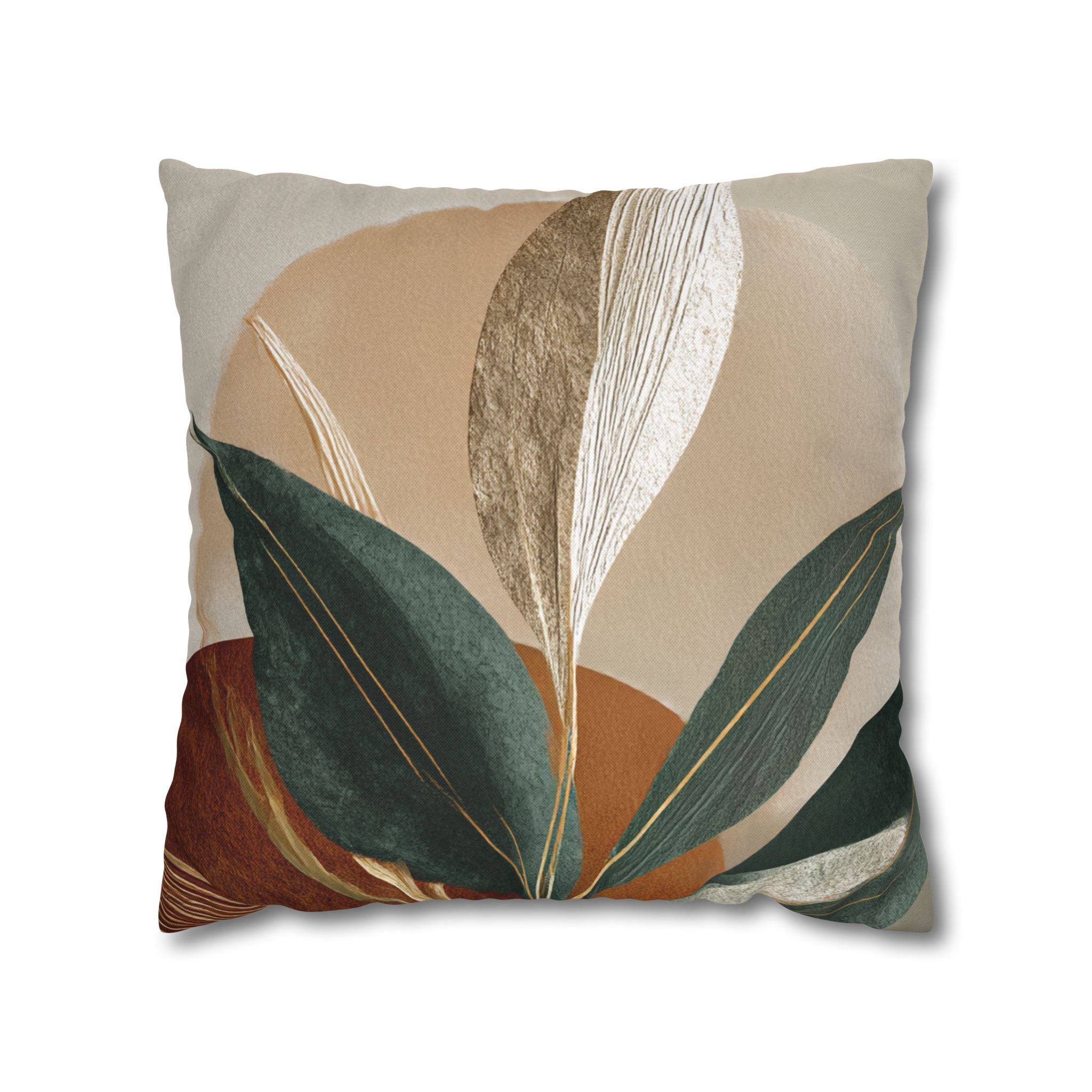 Botanical Abstract Pillowcase — Earth Tones Decorative Throw Pillow Cover