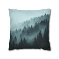 Misty Pine Forest Decorative Pillowcase — Atmospheric Nature Square Throw Pillow Cover