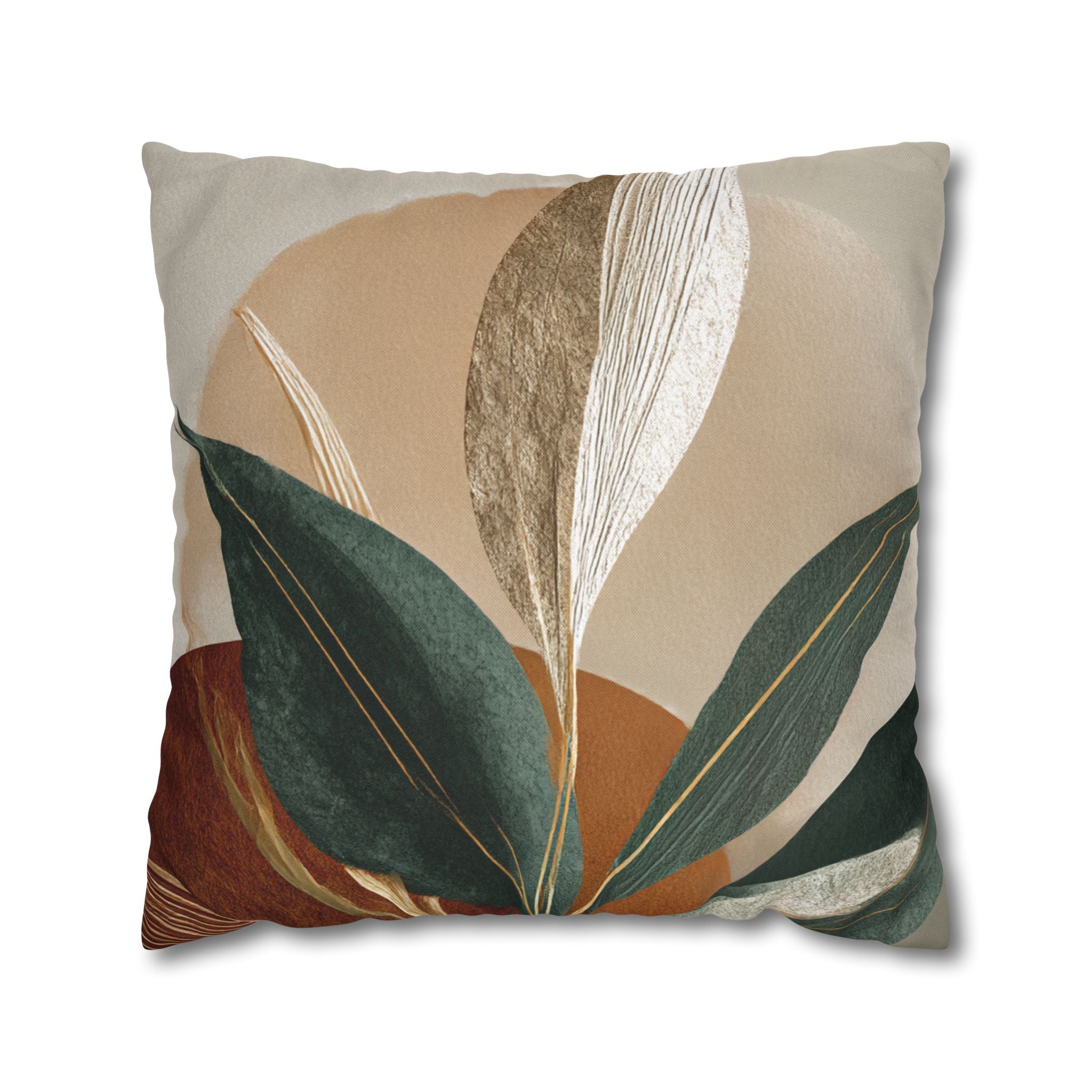 Botanical Abstract Pillowcase — Earth Tones Decorative Throw Pillow Cover