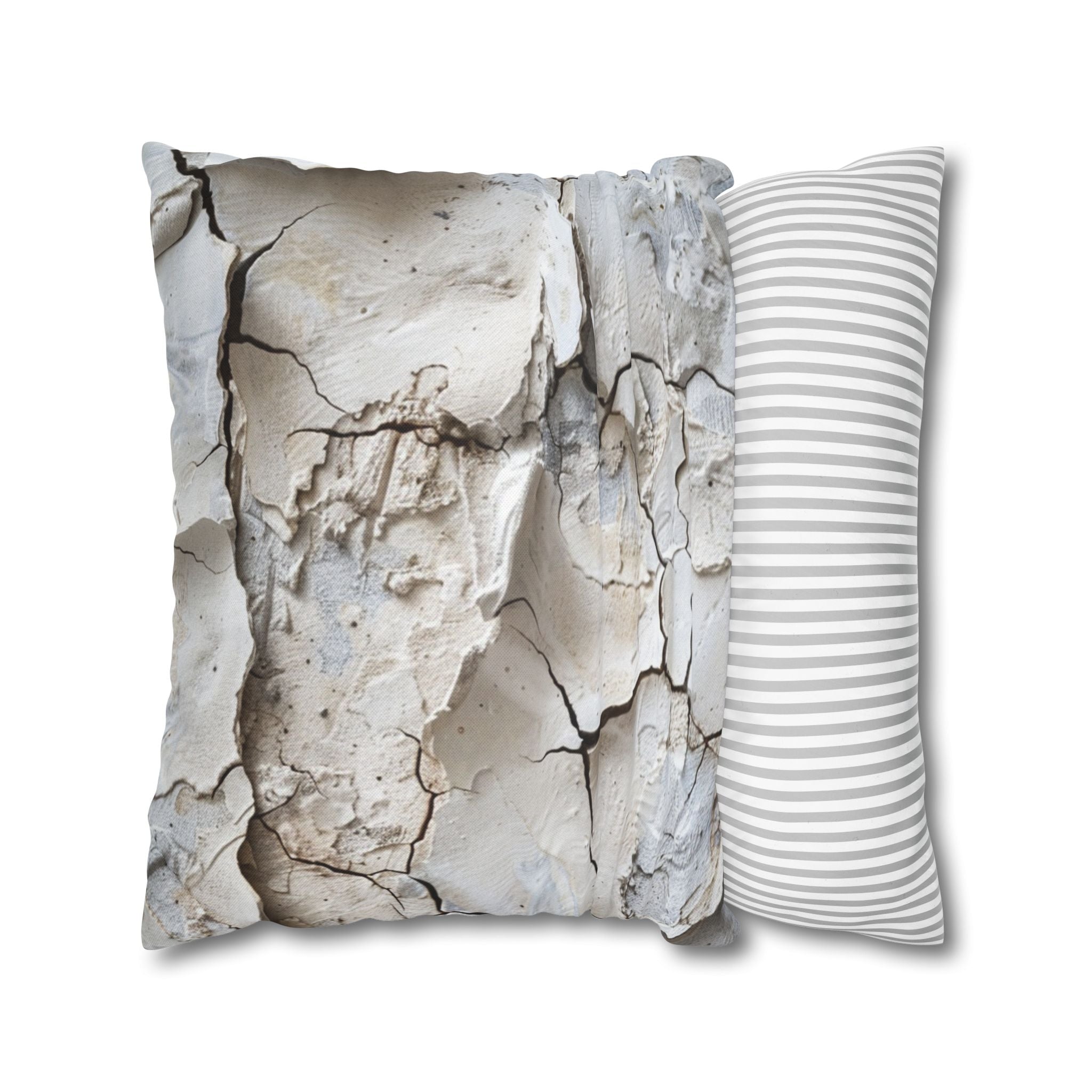 Clay Crack Texture Throw Pillow Cover — Neutral Rustic Decorative Pillowcase