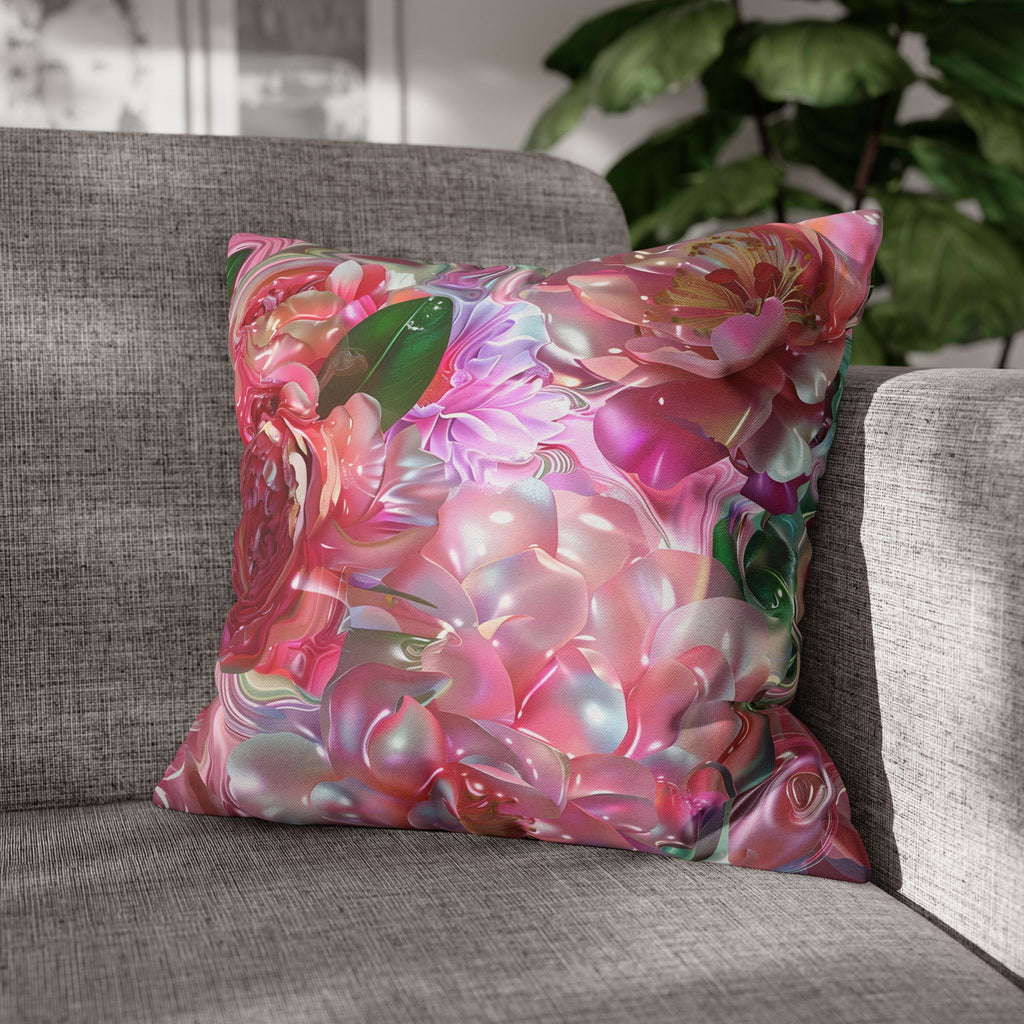 Floral Pink Camellia Decorative Pillowcase