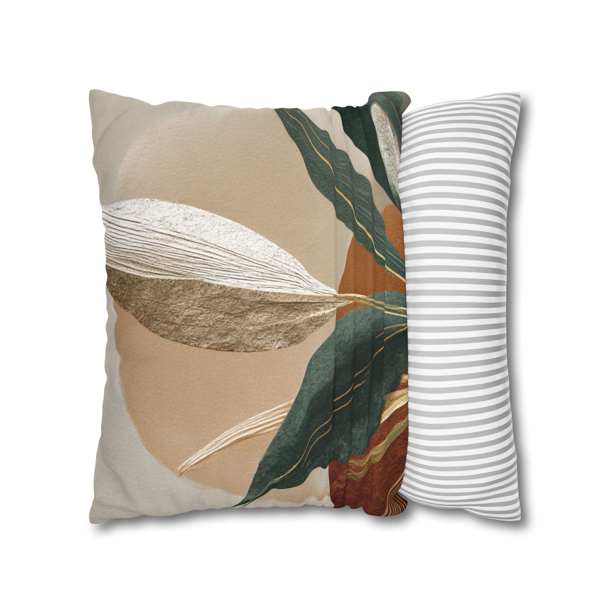 Botanical Abstract Pillowcase — Earth Tones Decorative Throw Pillow Cover
