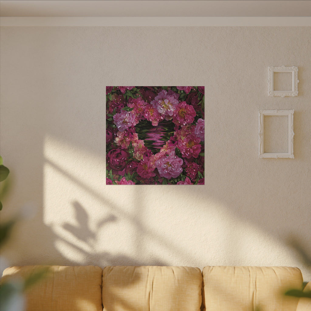 Pink Peony Floral Canvas Wall Art — Romantic Garden Stretched Matte Print