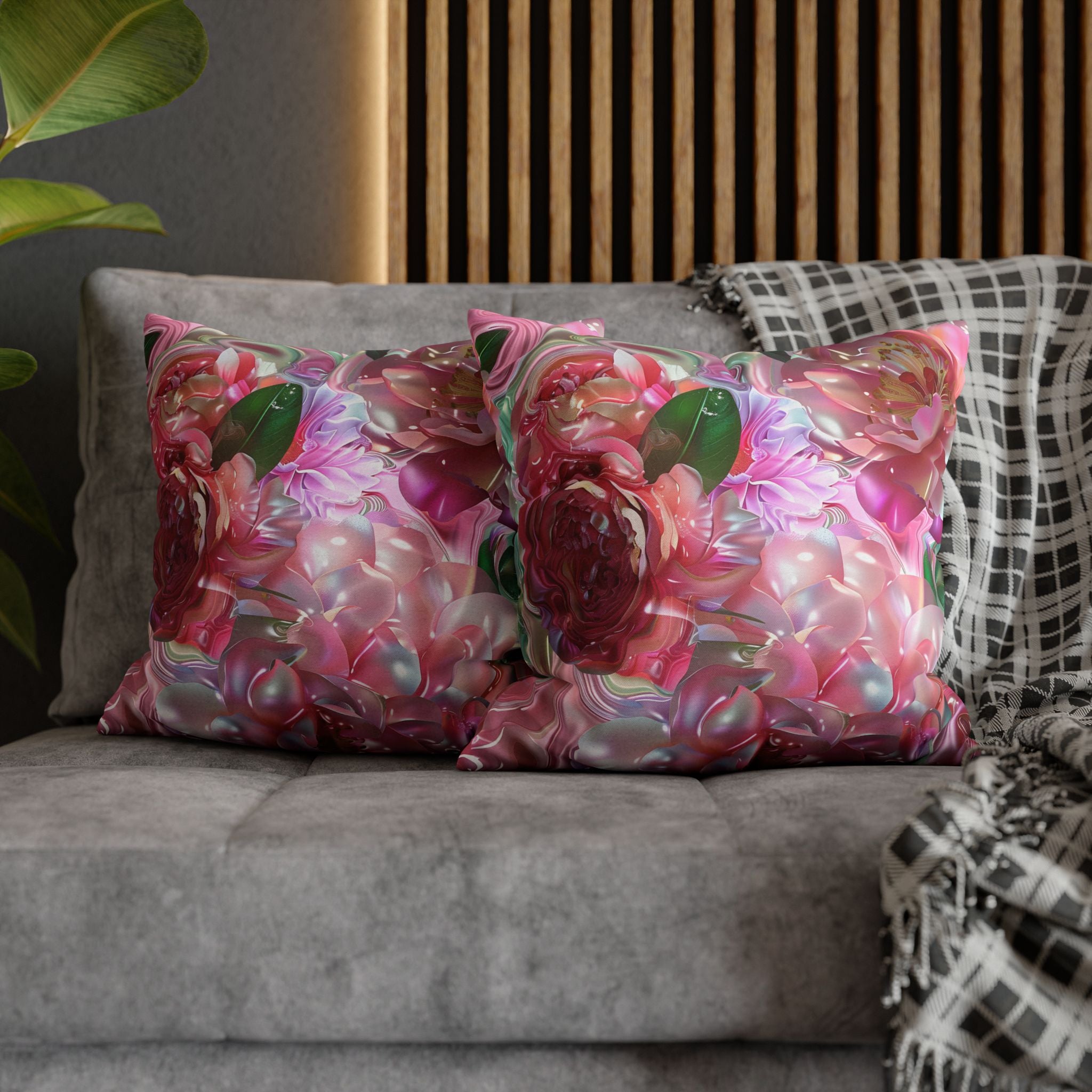 Floral Pink Camellia Decorative Pillowcase