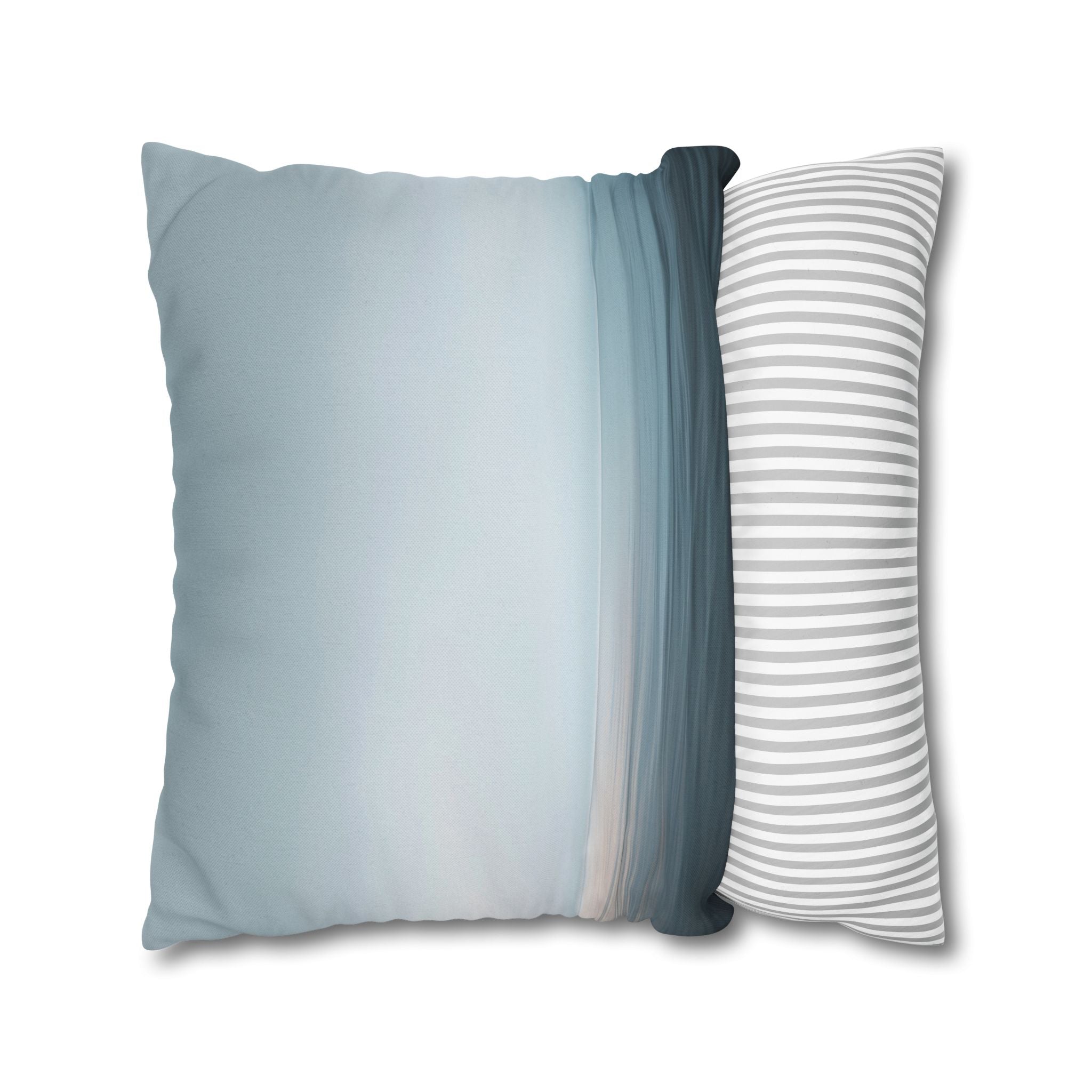 Coastal Mist Square Pillowcase — Soft Blue Ocean Gradient Throw Pillow Cover