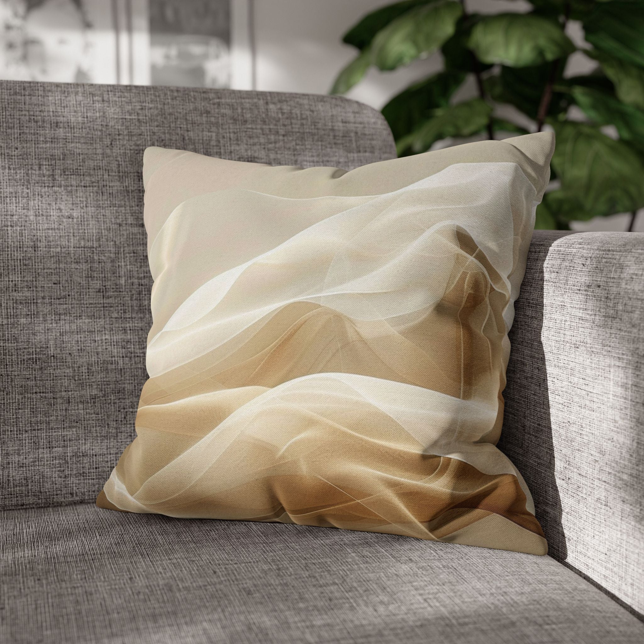 Abstract Beige Smoke Decorative Pillowcase — Neutral Modern Accent Cushion Cover