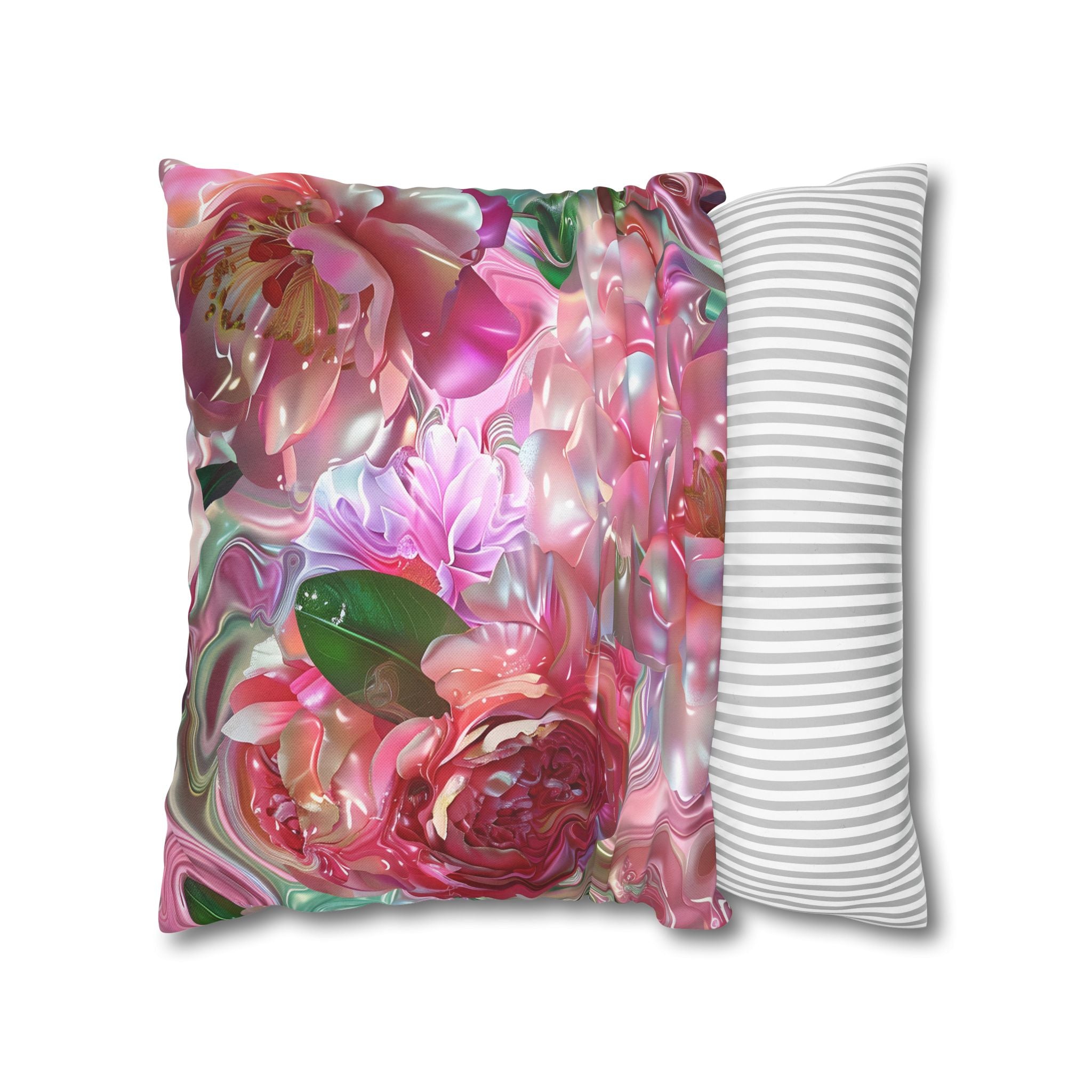 Floral Pink Camellia Decorative Pillowcase