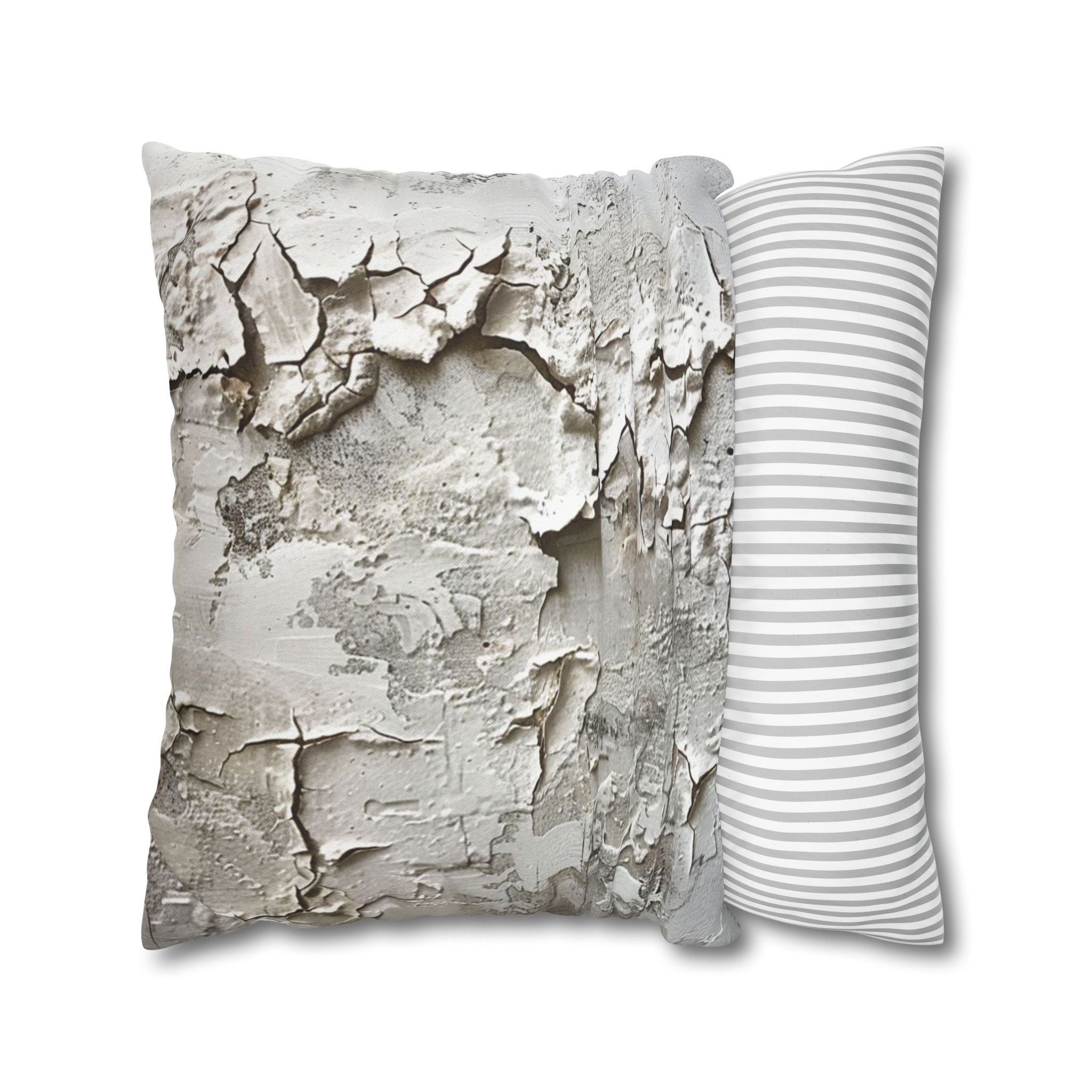 Cracked Plaster Decorative Pillowcase — Rustic Textured Square Cushion Cover