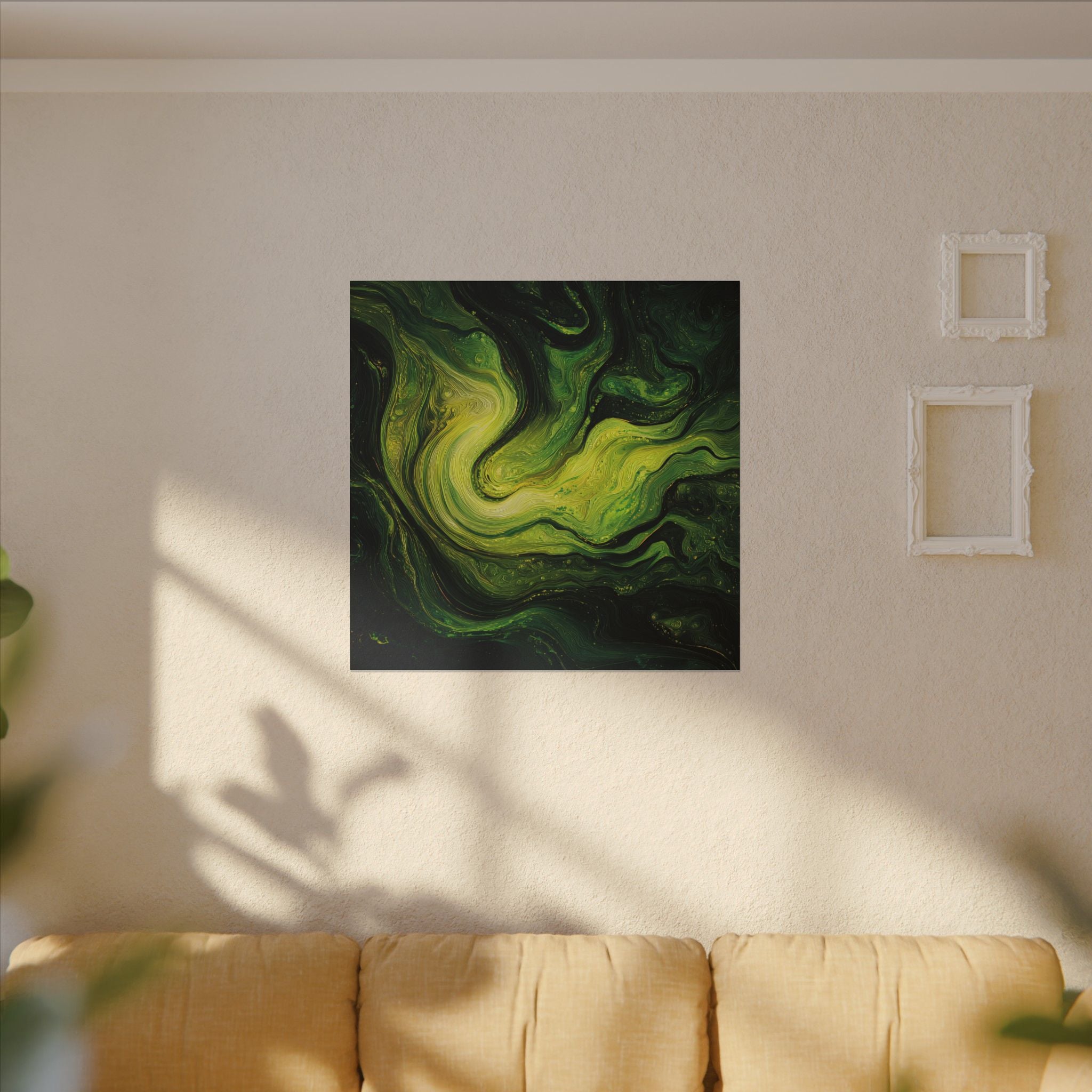 Abstract Green Swirl Canvas Art - Matte Stretched Wall Decor
