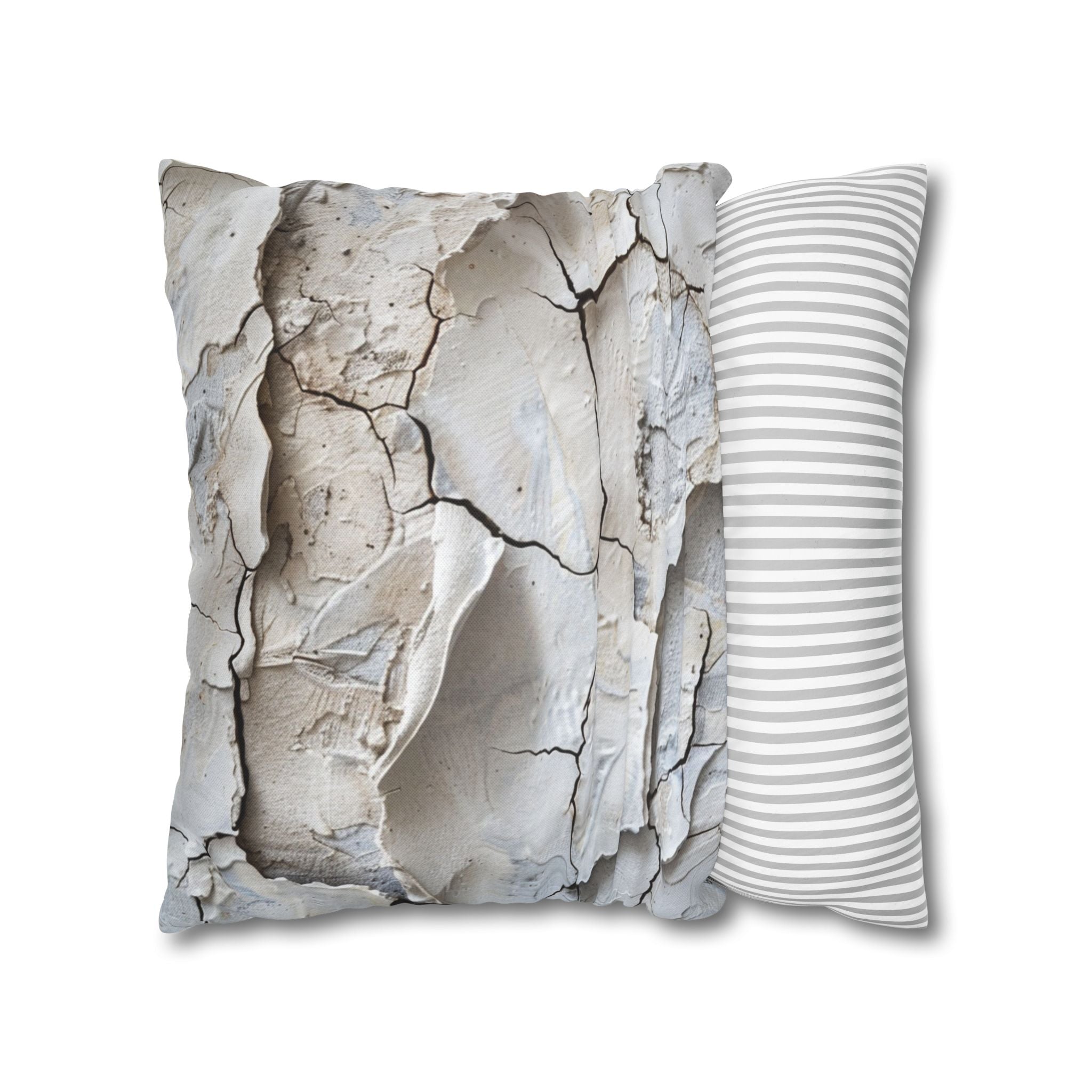 Clay Crack Texture Throw Pillow Cover — Neutral Rustic Decorative Pillowcase