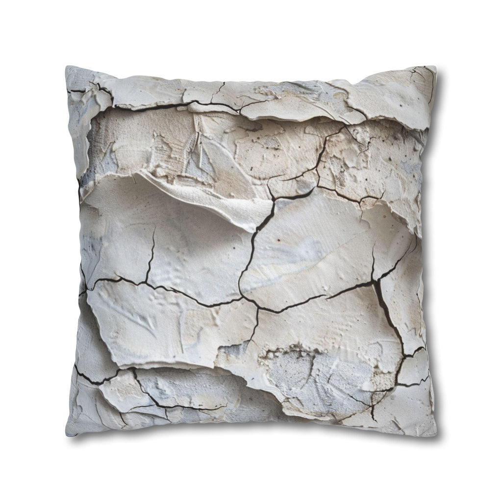 Clay Crack Texture Throw Pillow Cover — Neutral Rustic Decorative Pillowcase