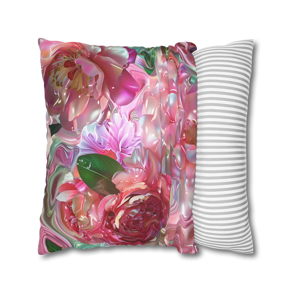 Floral Pink Camellia Decorative Pillowcase