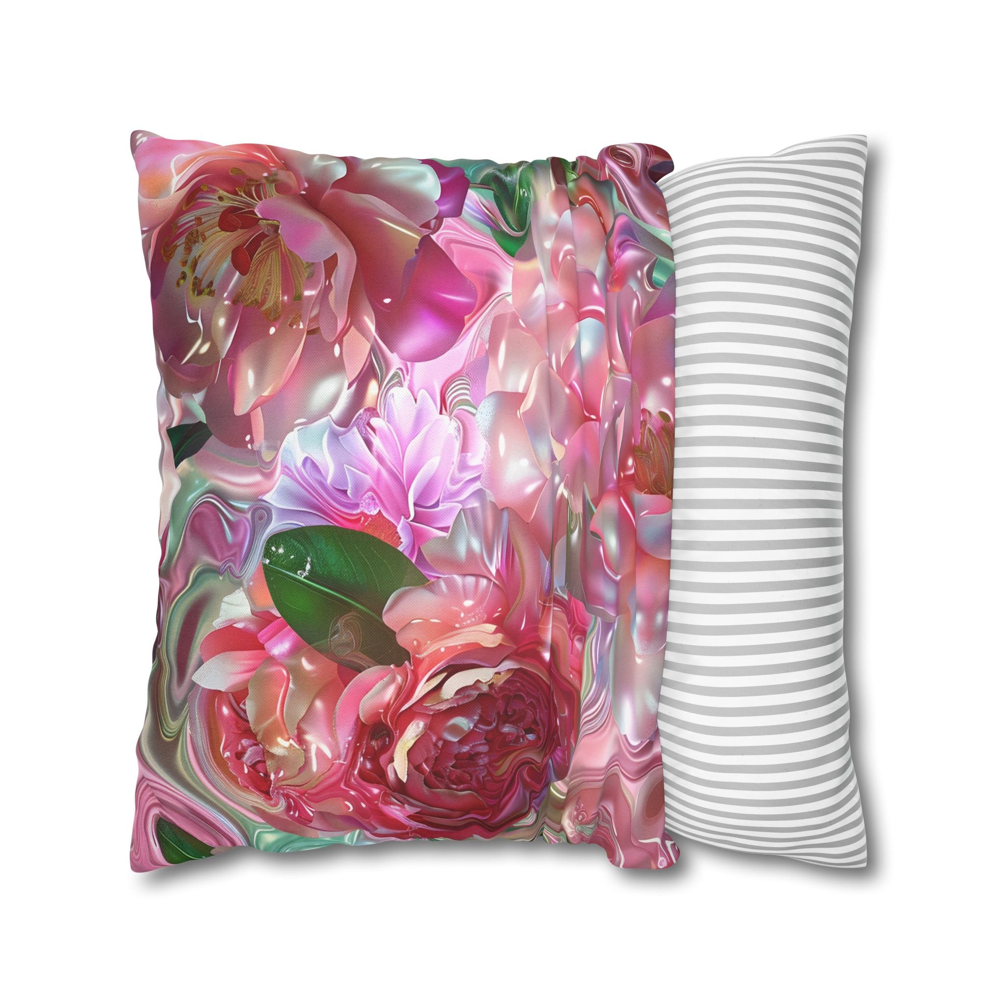 Floral Pink Camellia Decorative Pillowcase