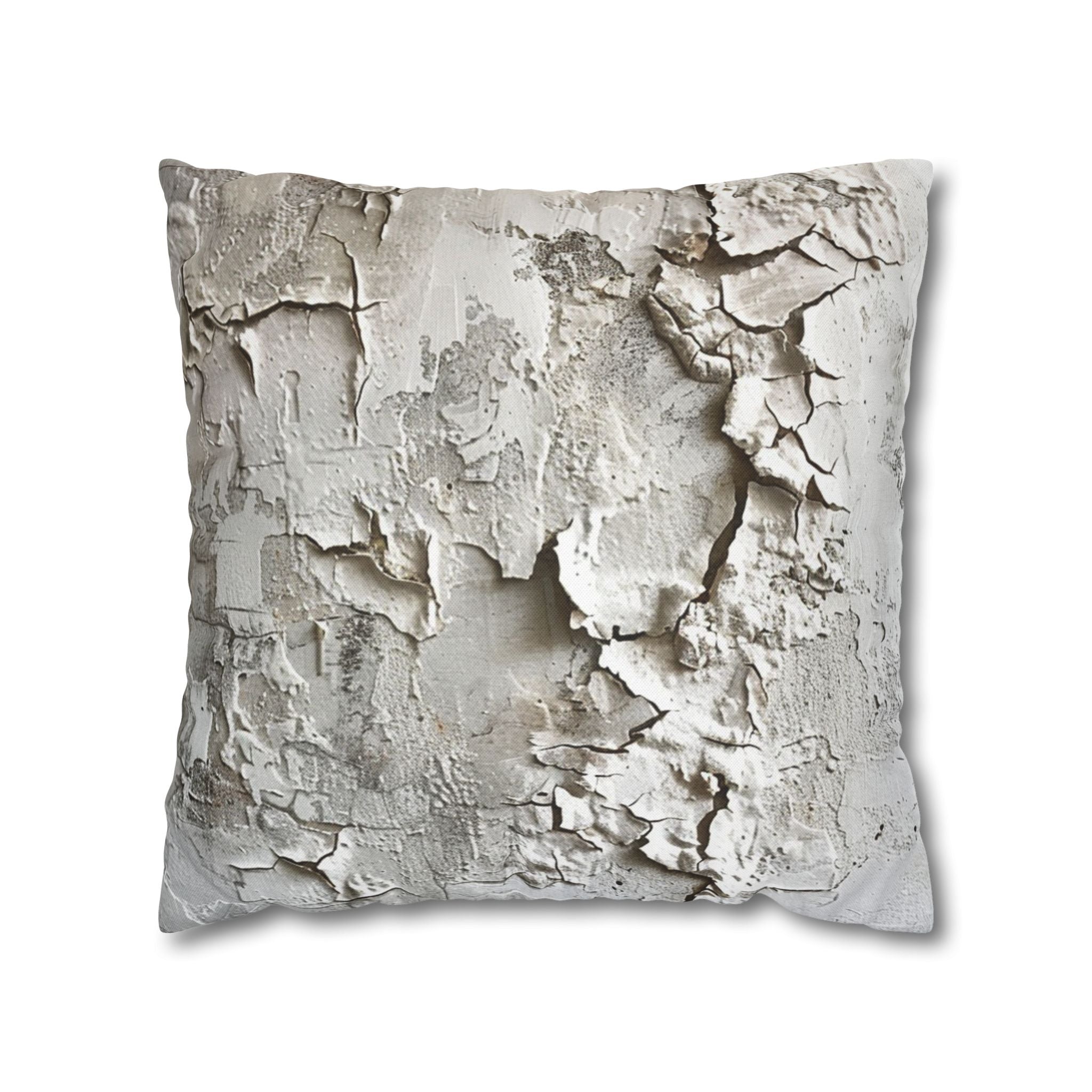 Cracked Plaster Decorative Pillowcase — Rustic Textured Square Cushion Cover