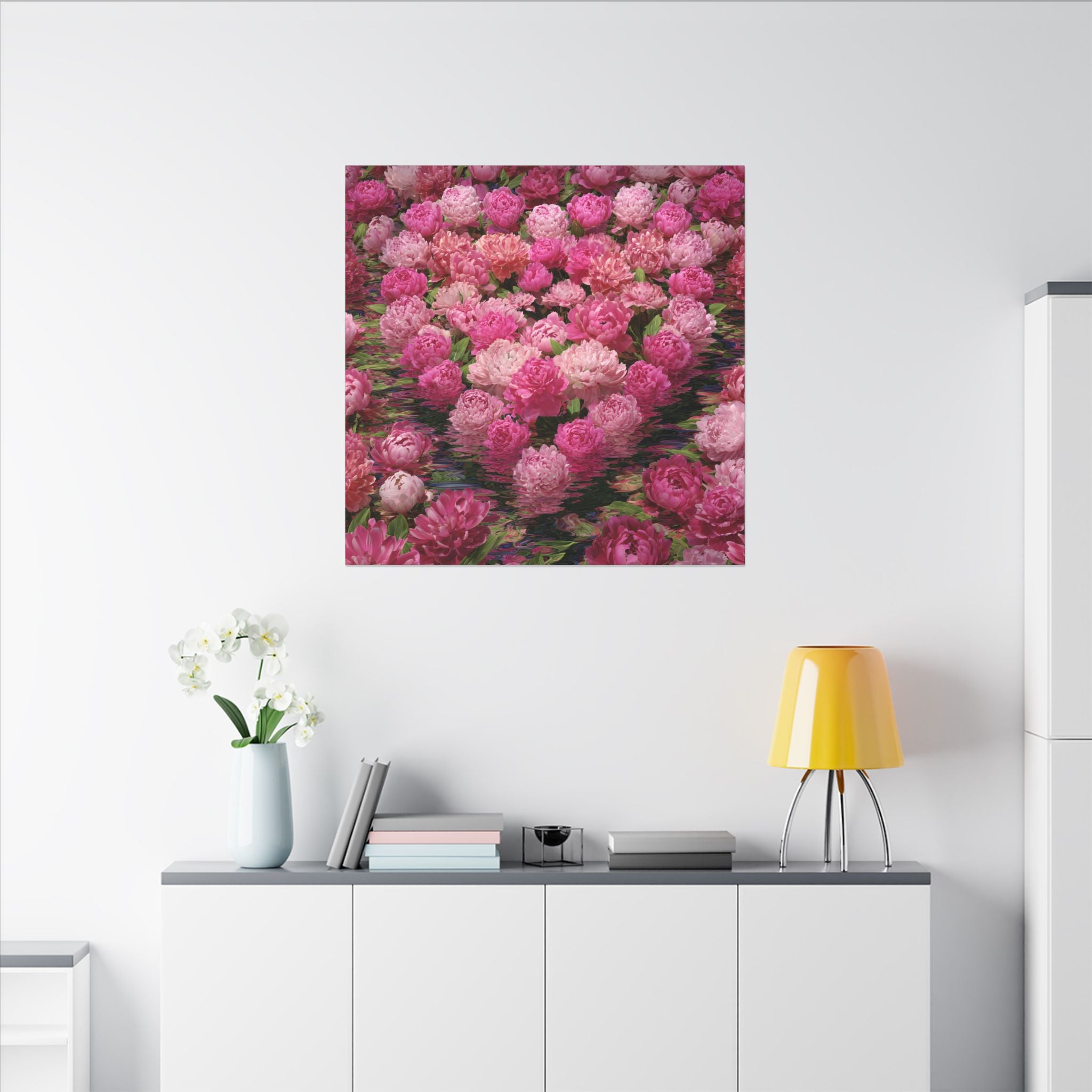 Pink Peony Heart Matte Canvas Wall Art
