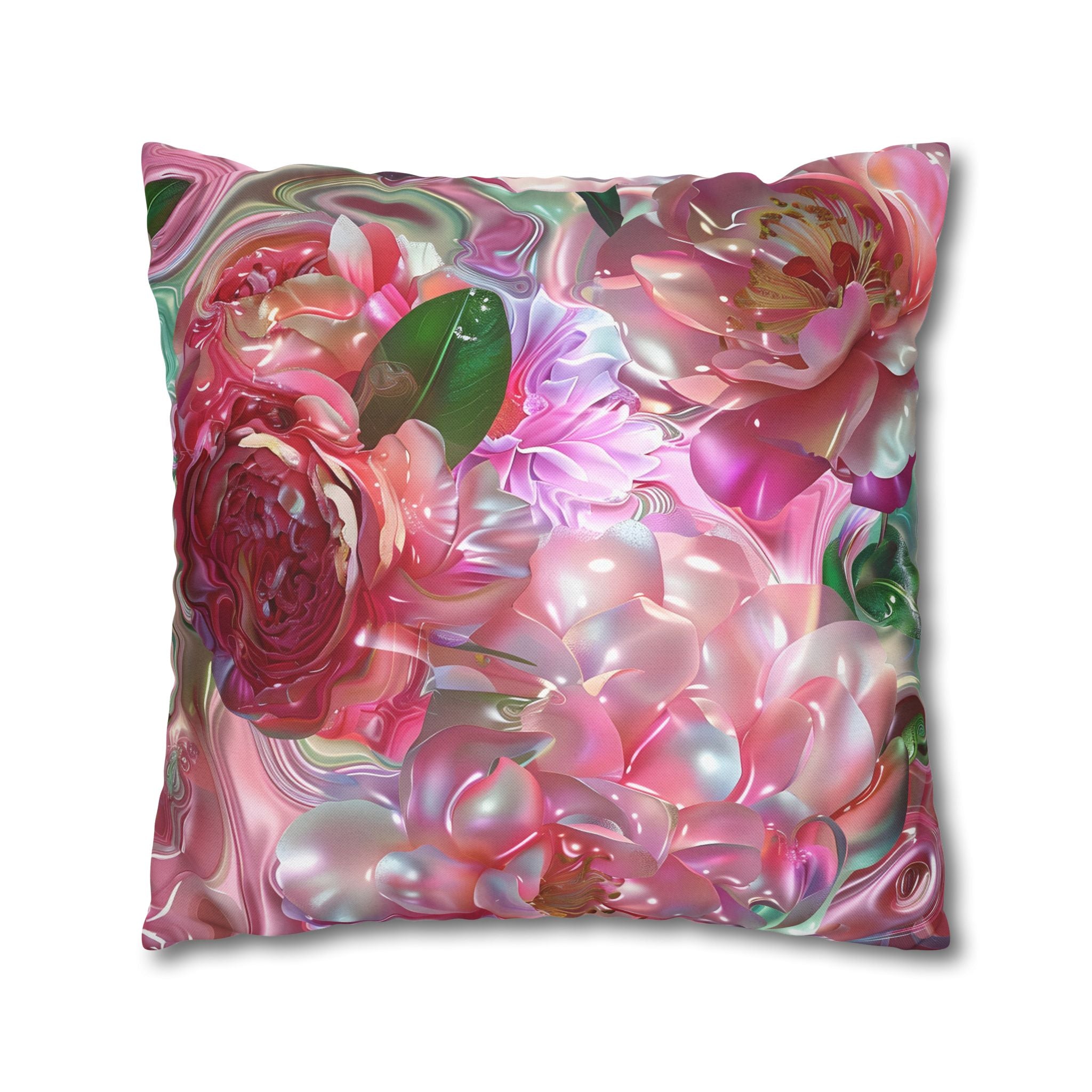 Floral Pink Camellia Decorative Pillowcase